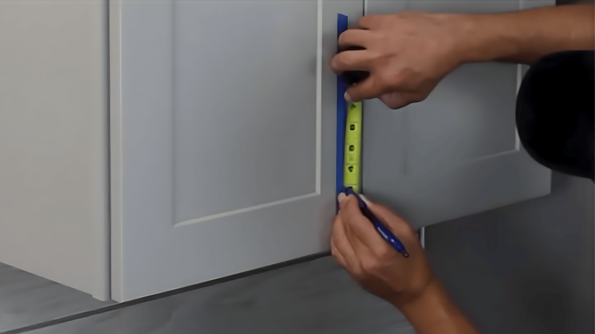 apply tape and mark points cabinet hardware placement step by step guide