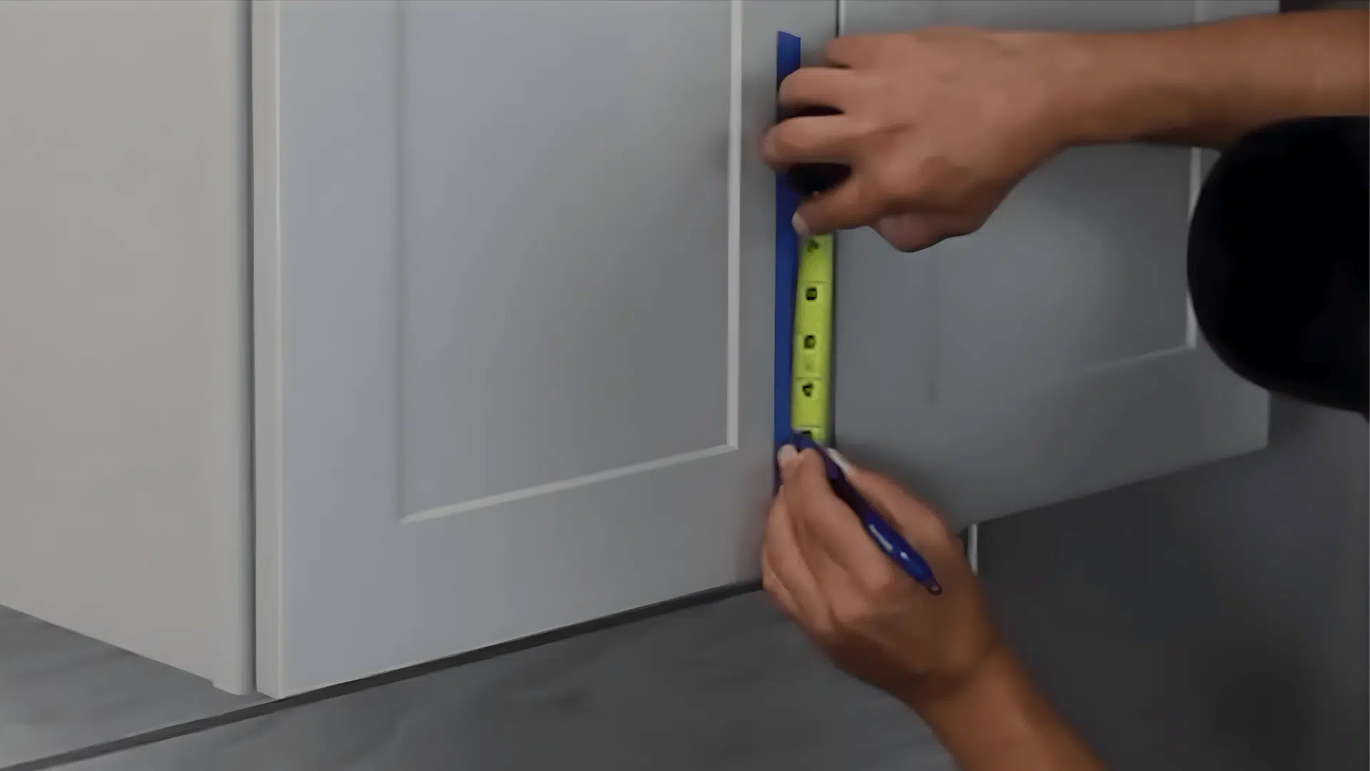 apply tape and mark points cabinet hardware placement step by step guide