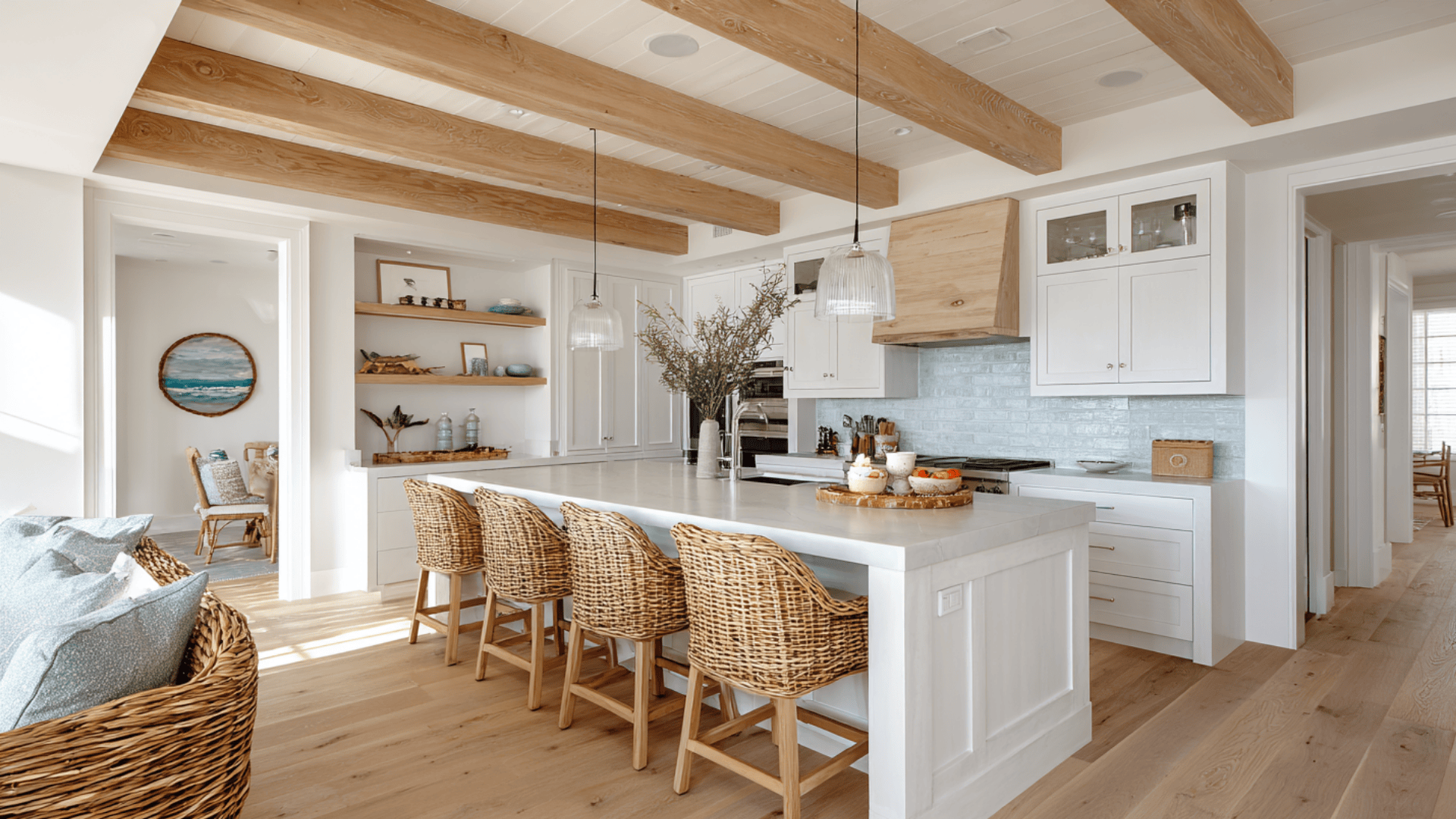 bleached oak beams for a beachy vibe
