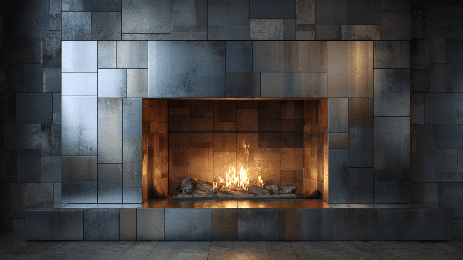 brushed steel modern tile