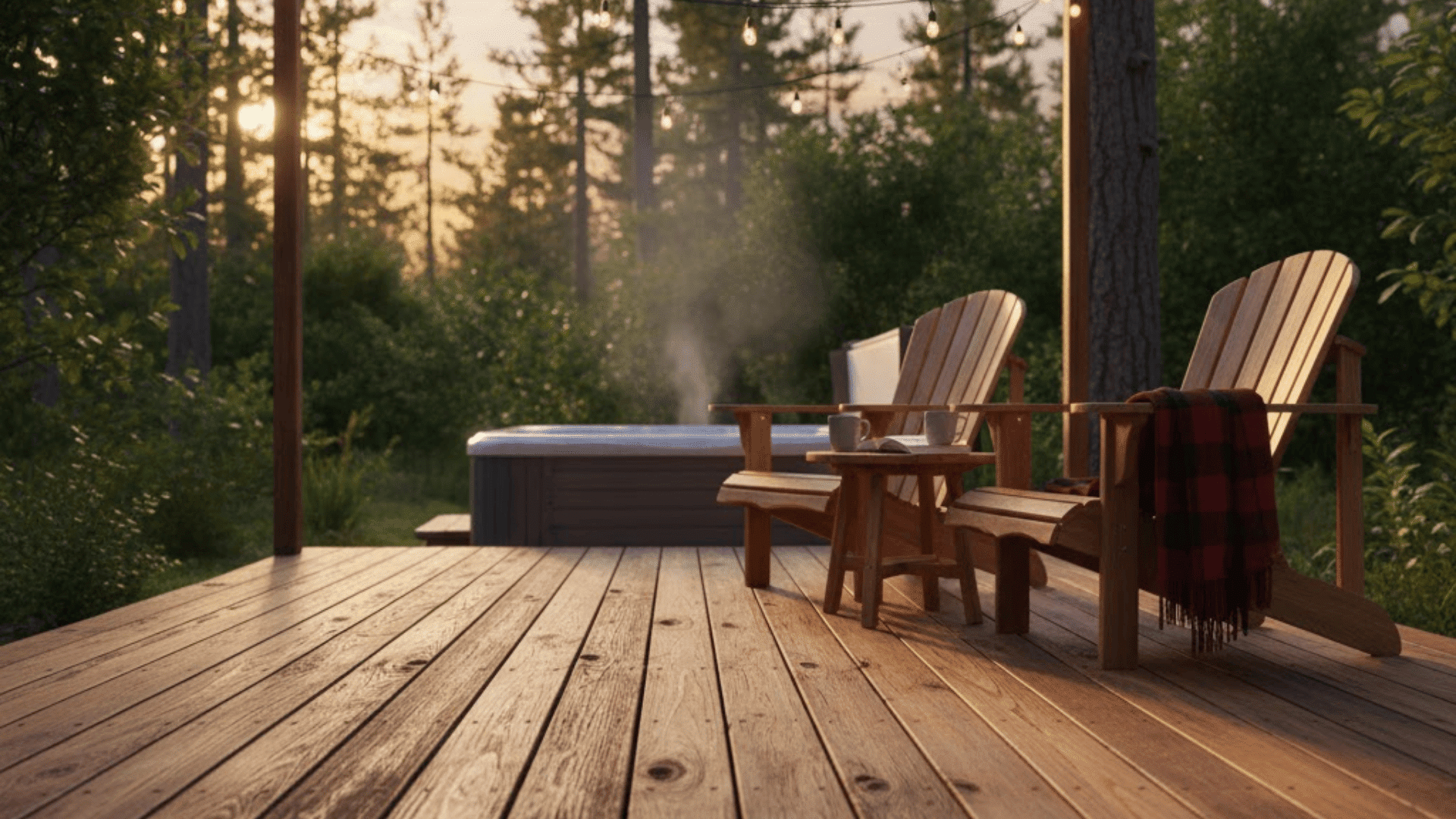 cedar deck with rustic finish
