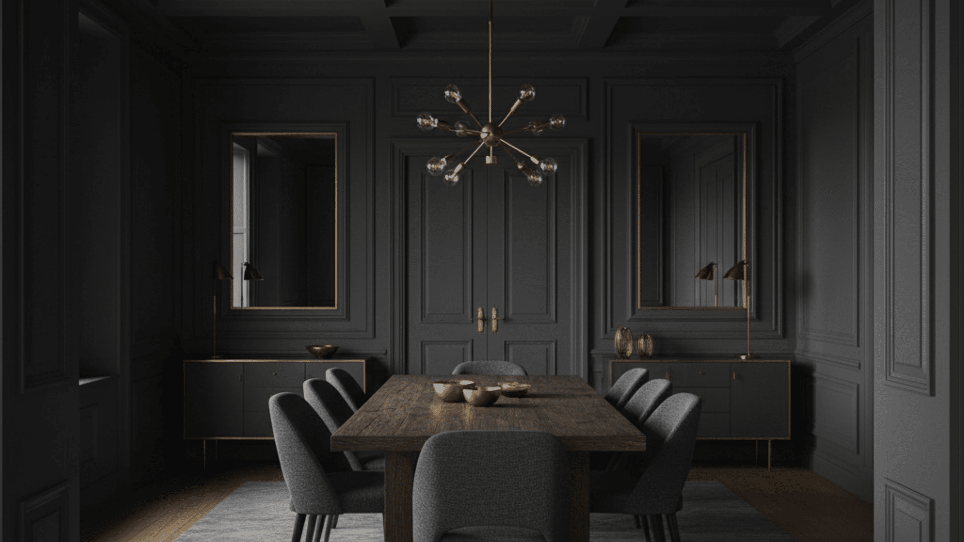 charcoal gray dining room