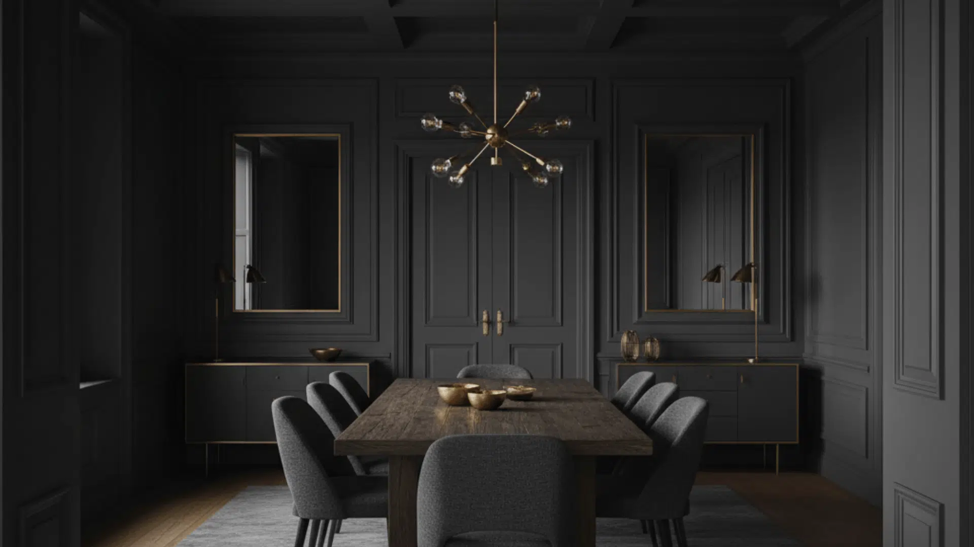 charcoal gray dining room