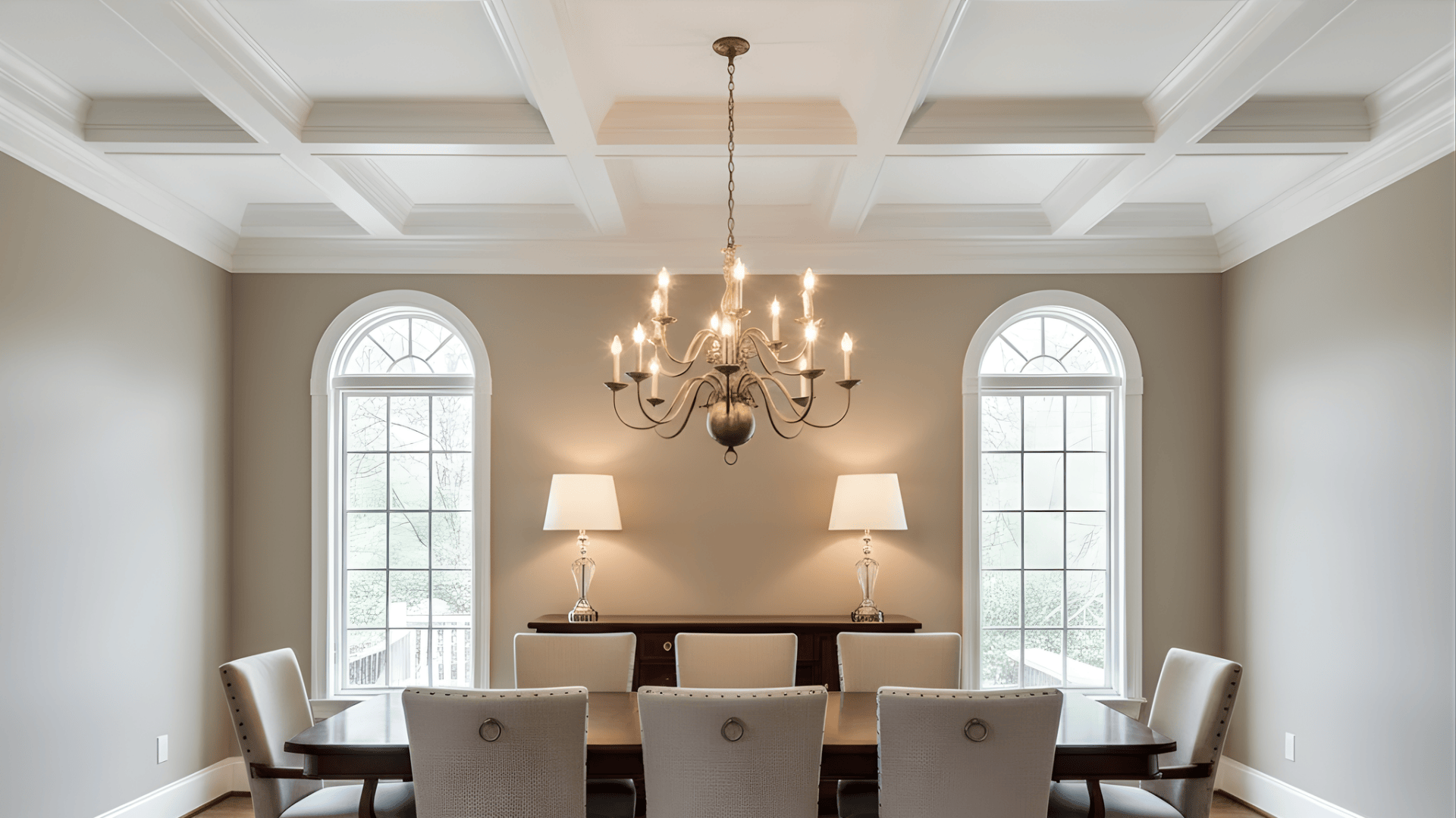coffered ceiling beams with crown molding