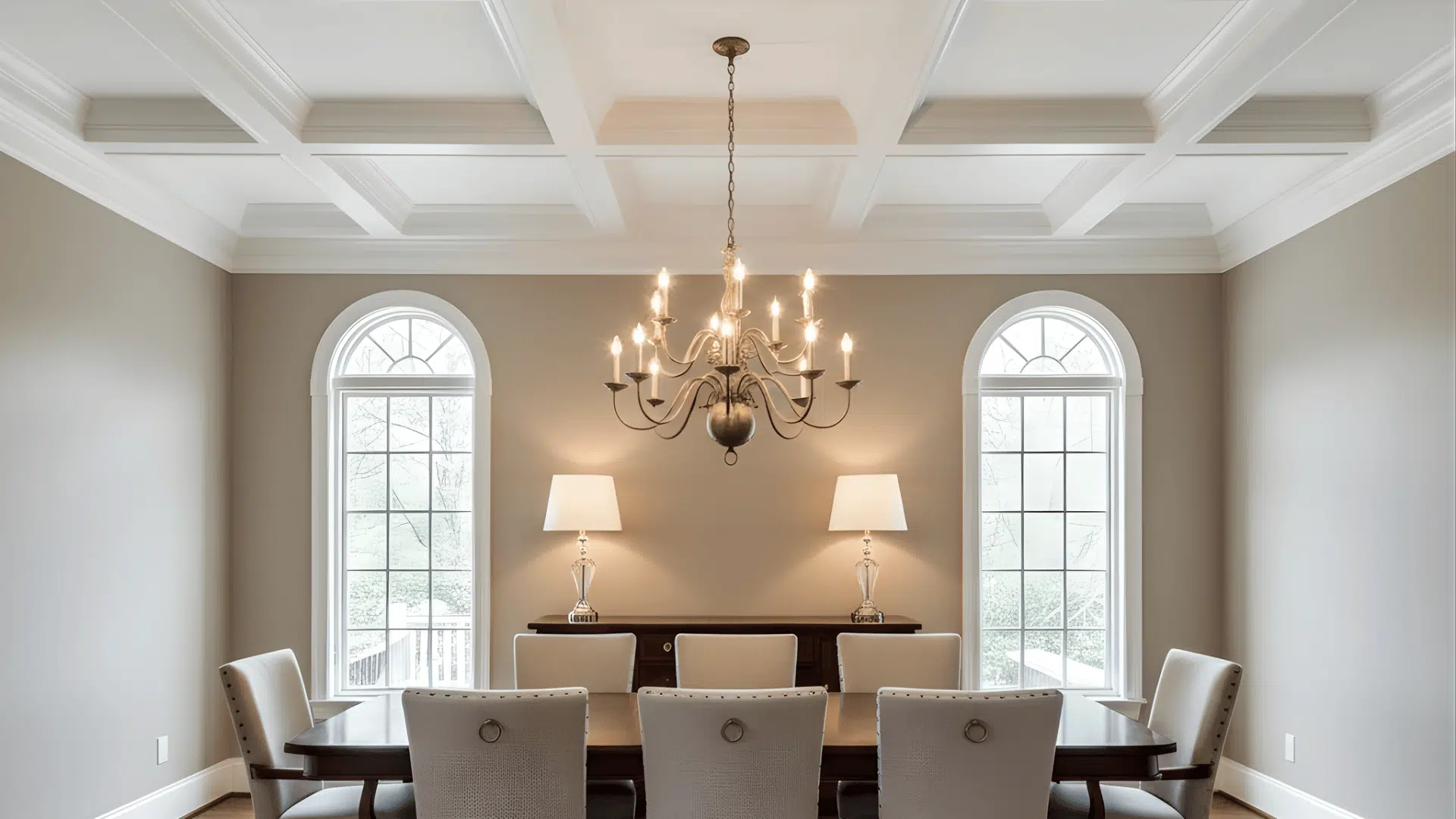 coffered ceiling beams with crown molding
