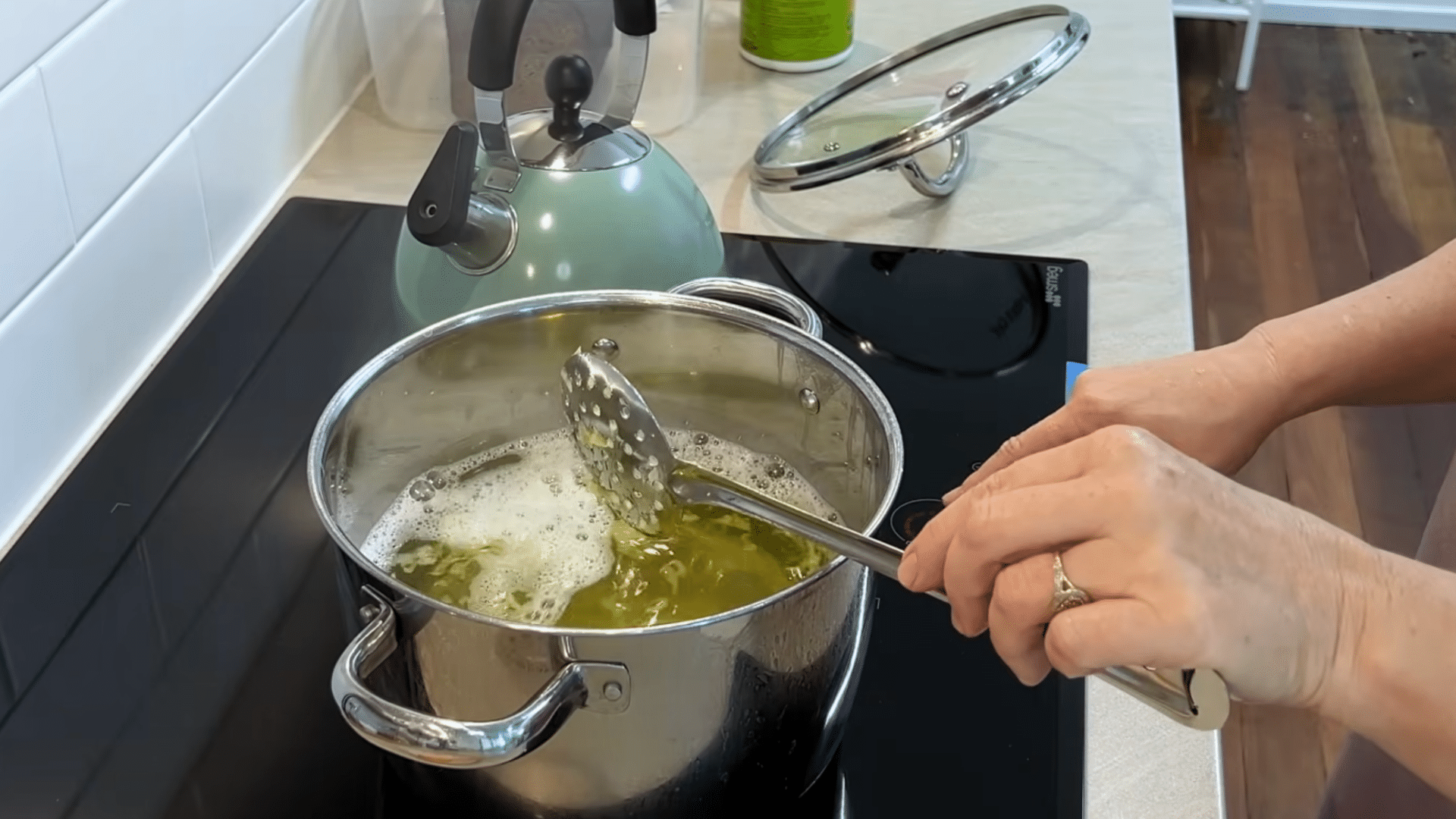 combine soap water dry mix