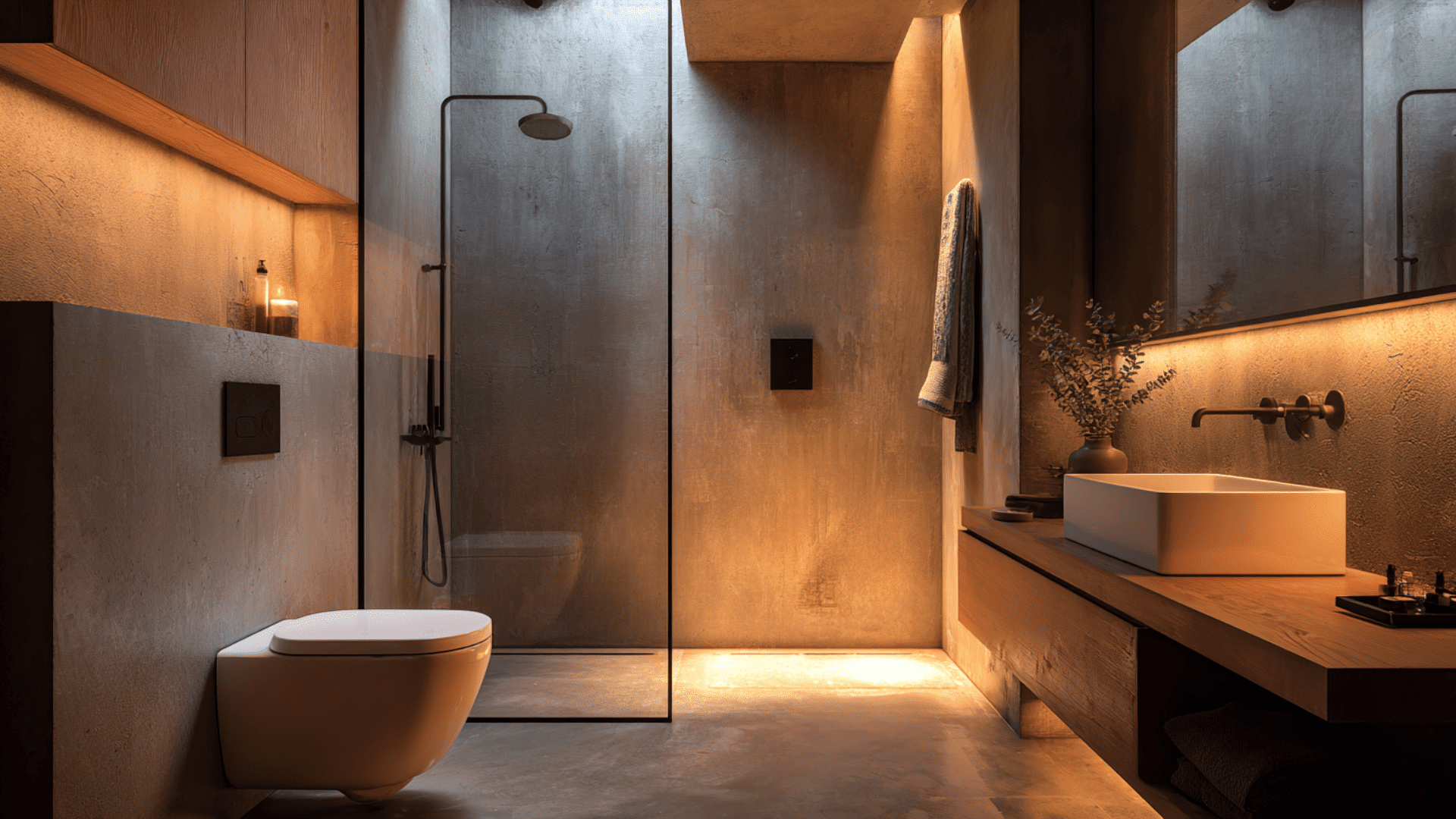 compact wet room with wall hung fixtures