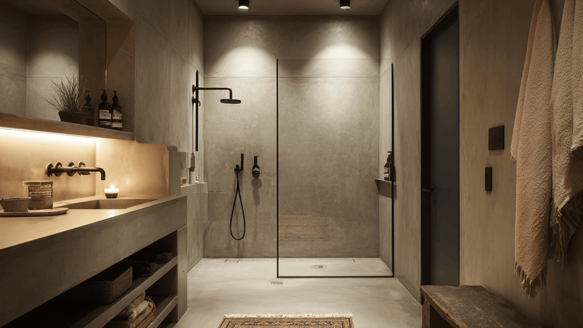 concrete finish doorless shower doorless walk in shower idea