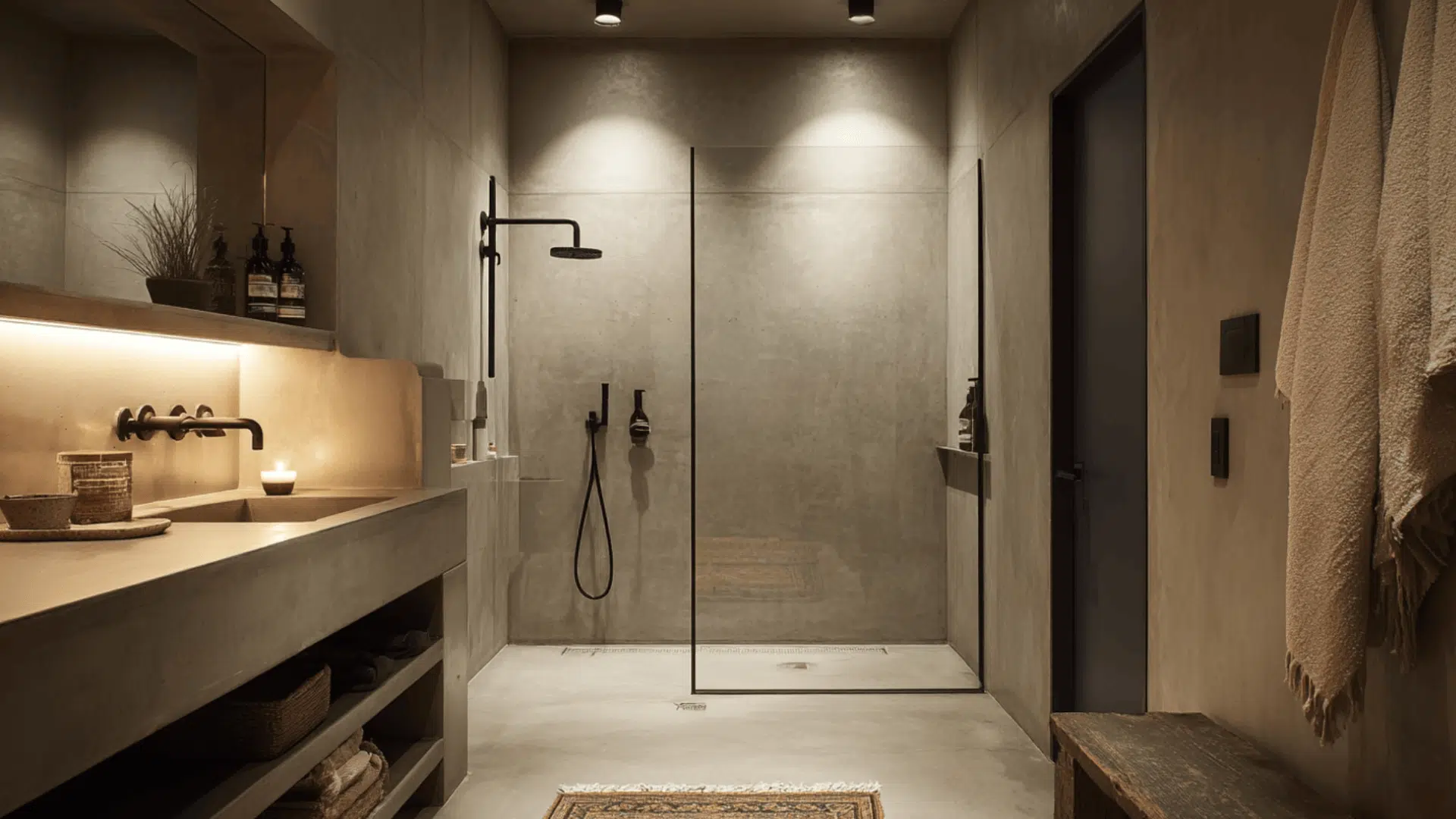 concrete finish doorless shower doorless walk in shower idea
