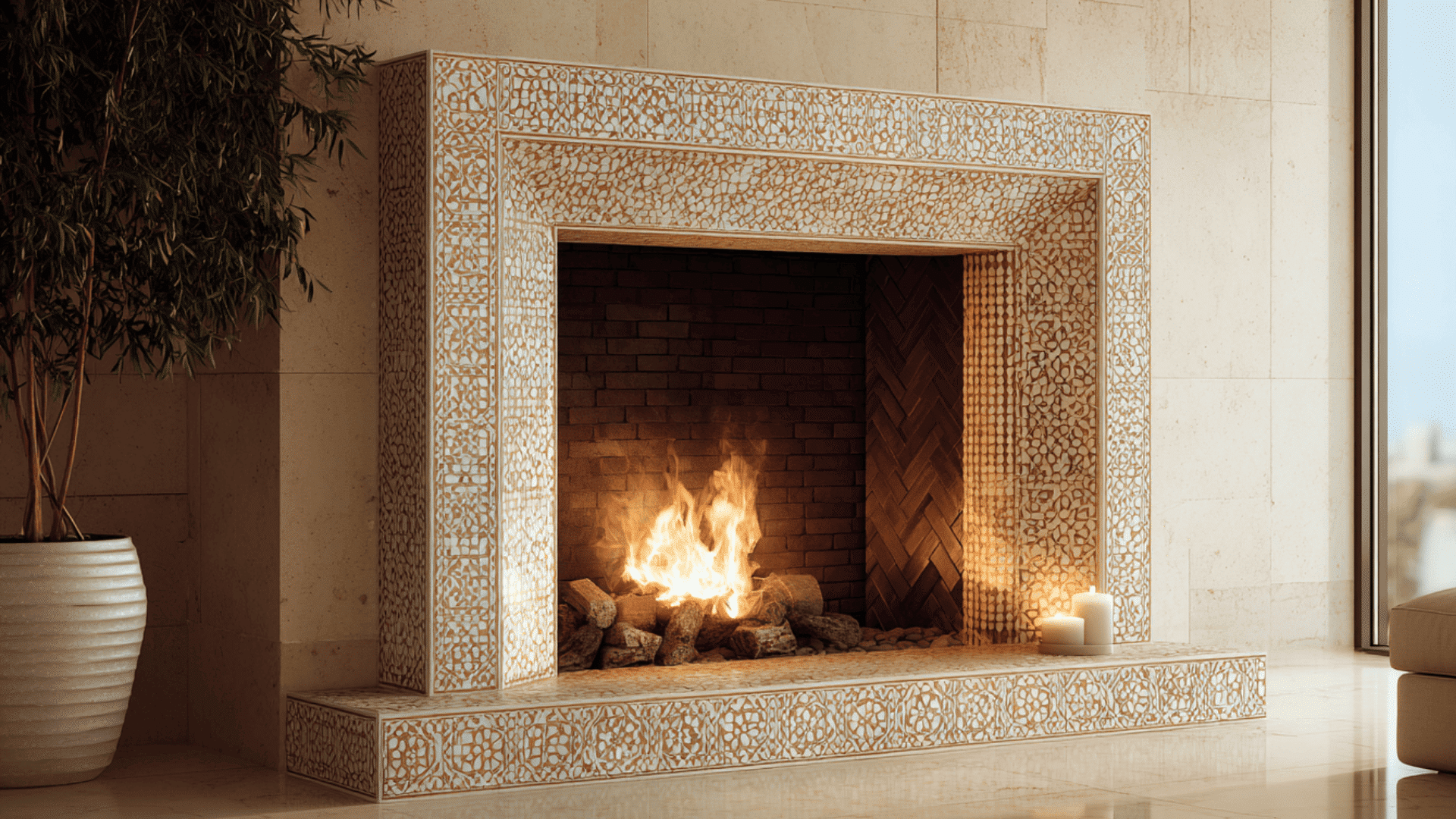 cream zellige style tile