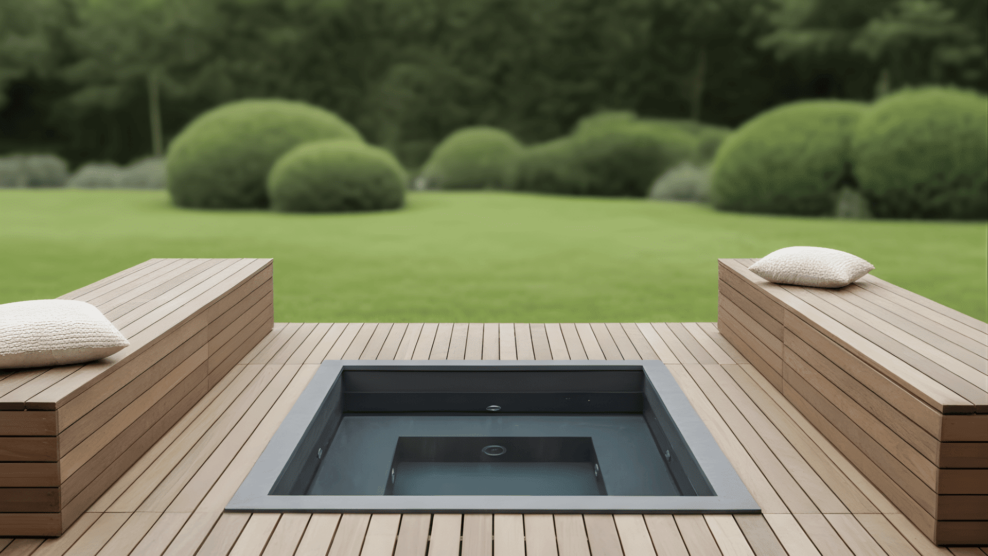 deck with integrated storage benches