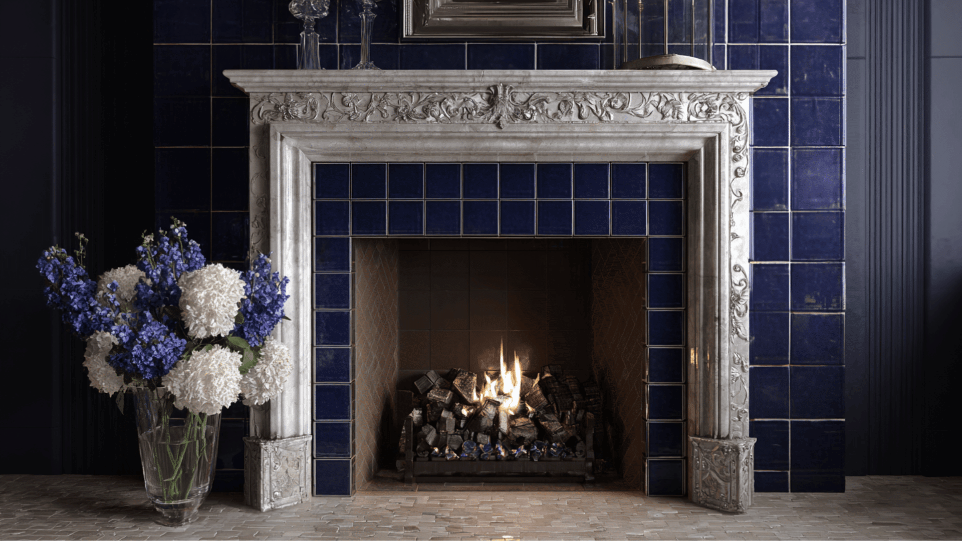 deep navy ceramic tile