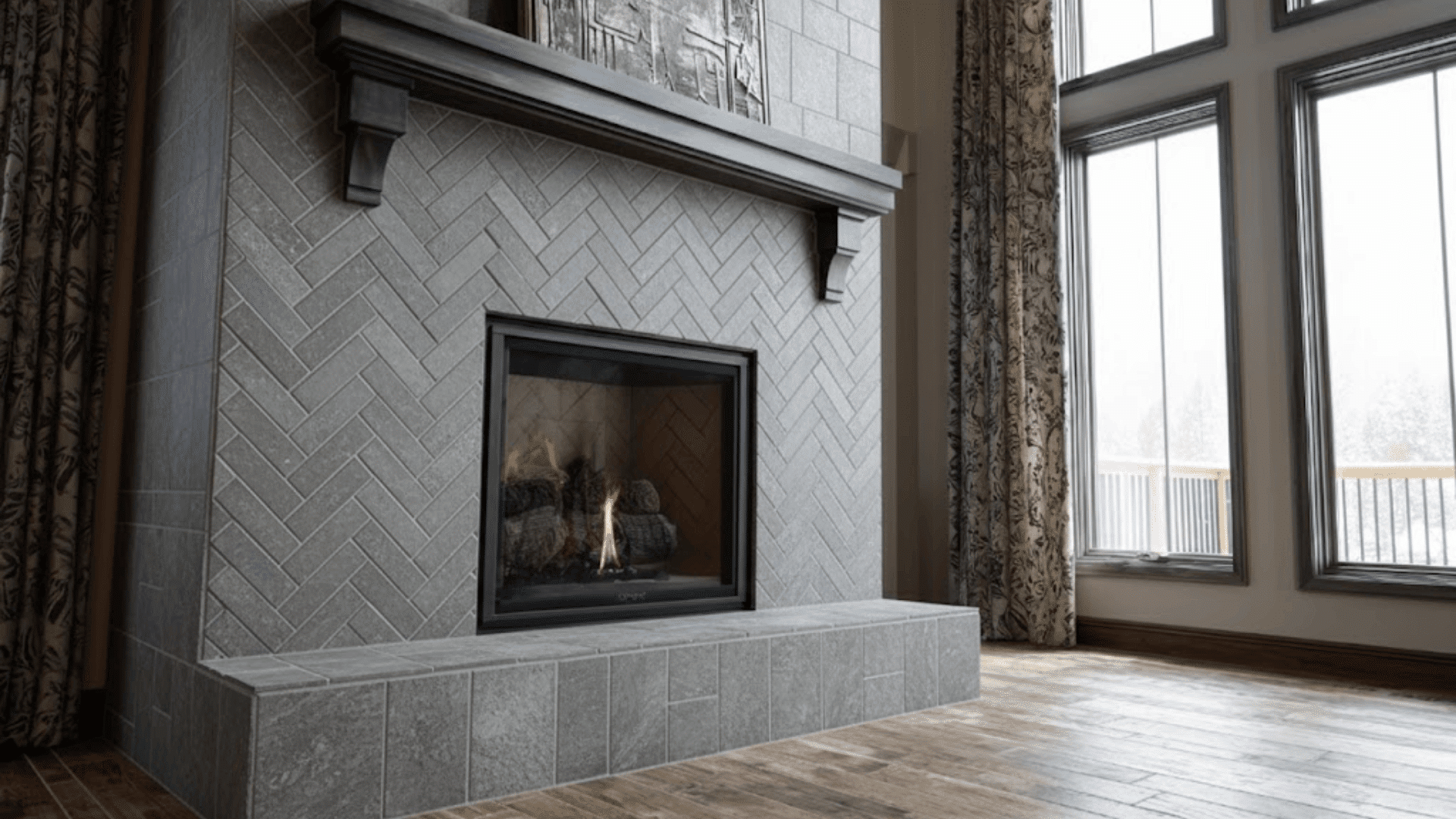 diagonal gray stone look tiles