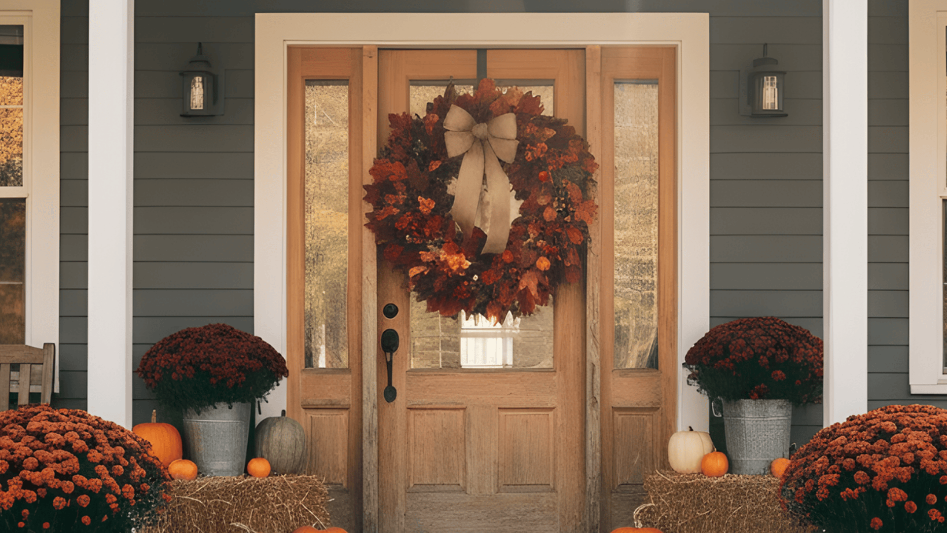 diy fall wreath display fall porch decorating ideas
