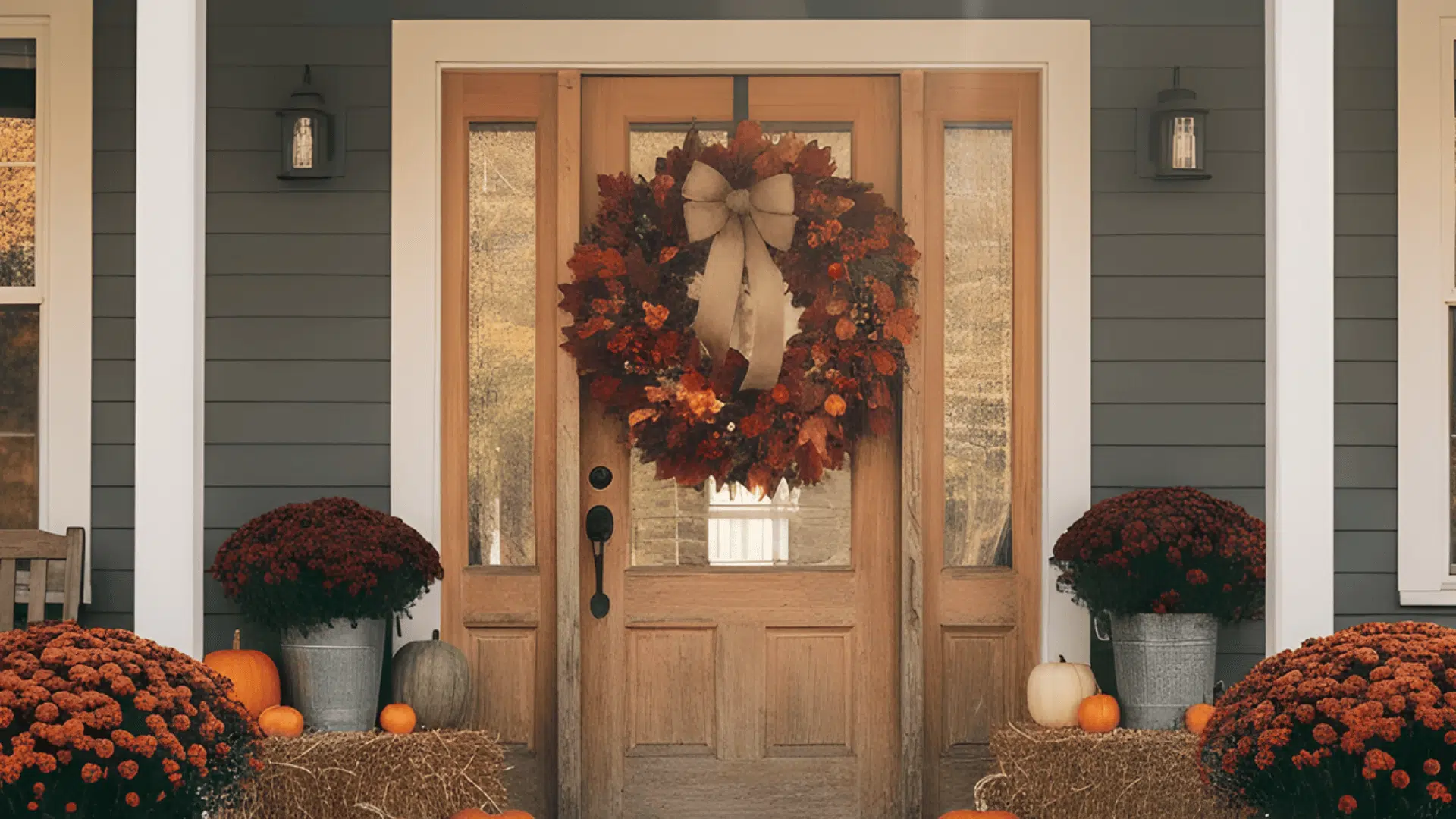 diy fall wreath display fall porch decorating ideas
