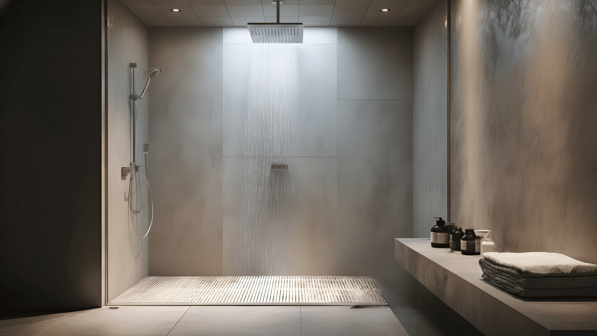 dual shower setup rain head handheld