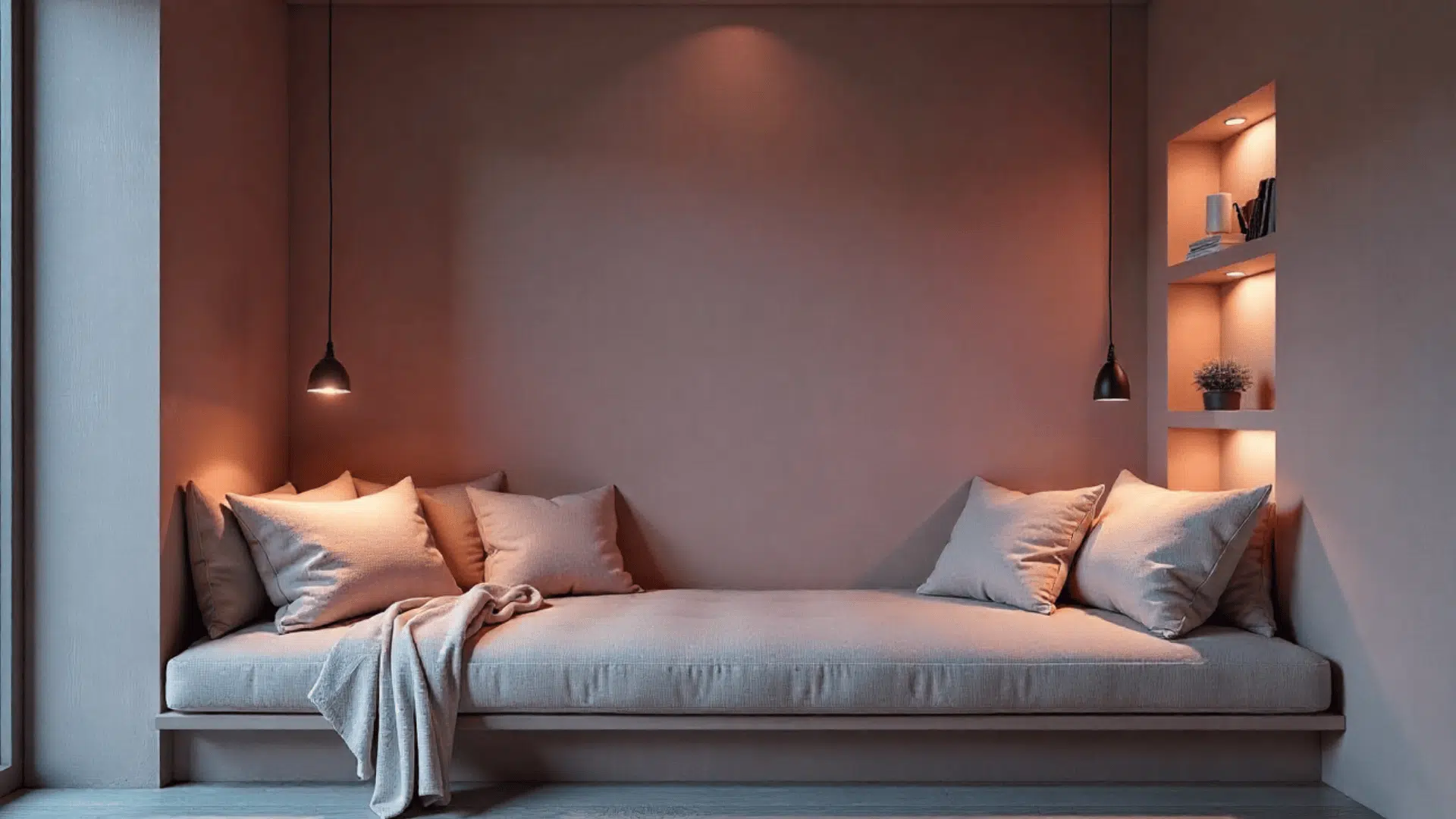 dusty rose reading nook