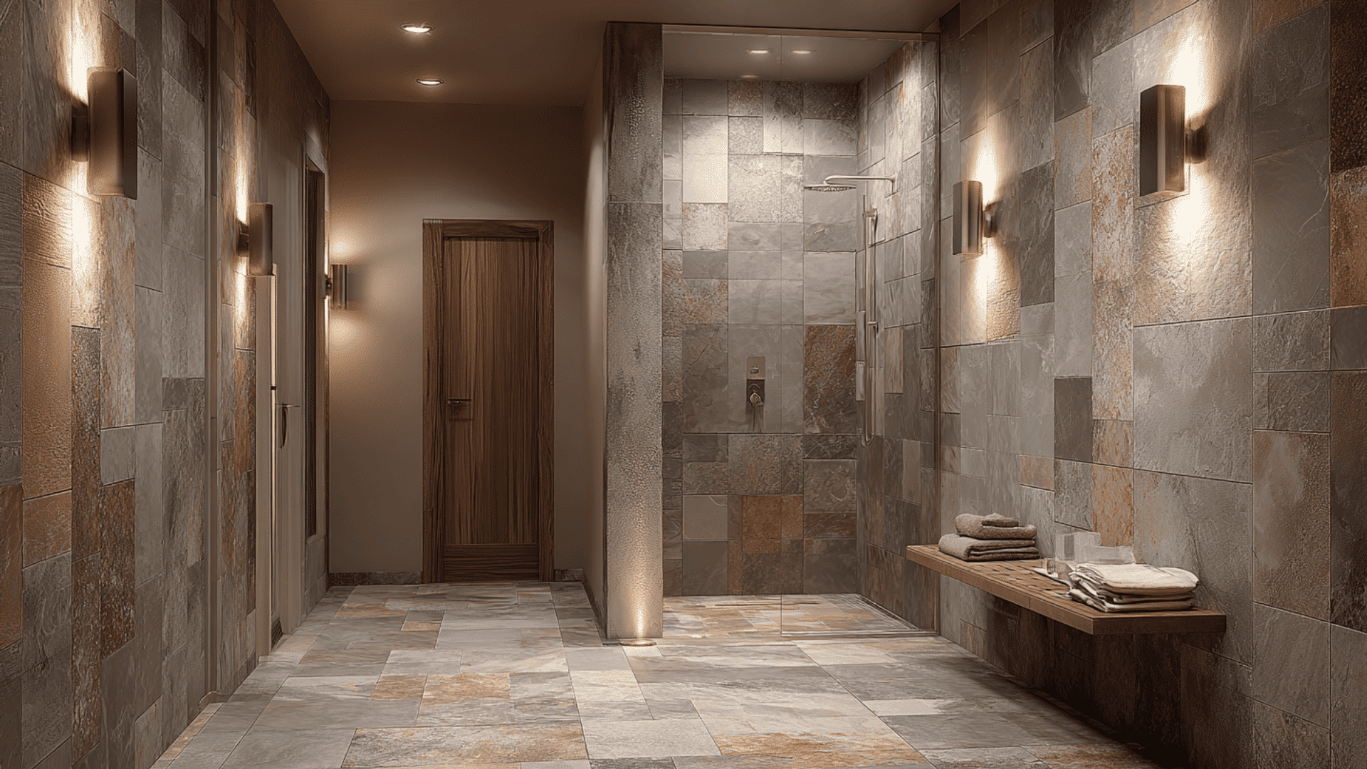 earth tone stone walk in shower doorless walk in shower ideas
