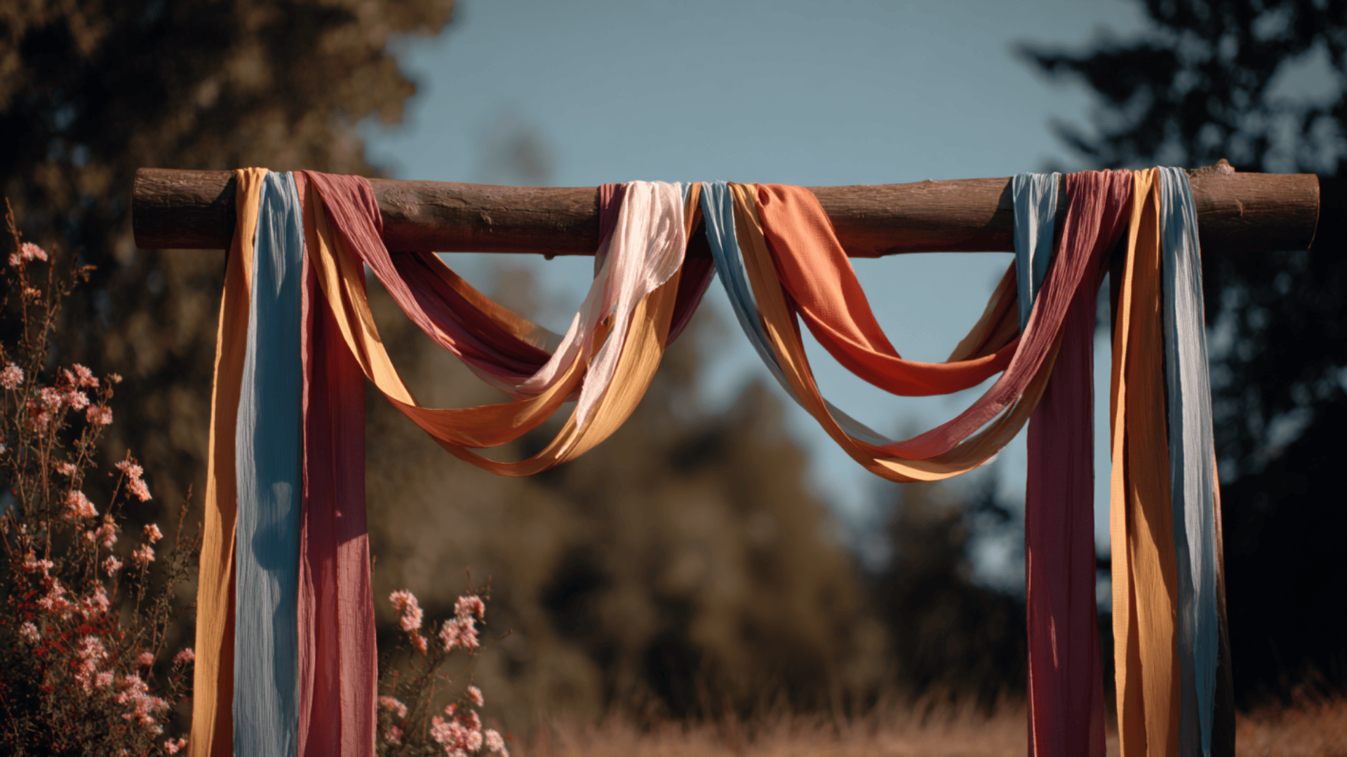 fabric and ribbon arch