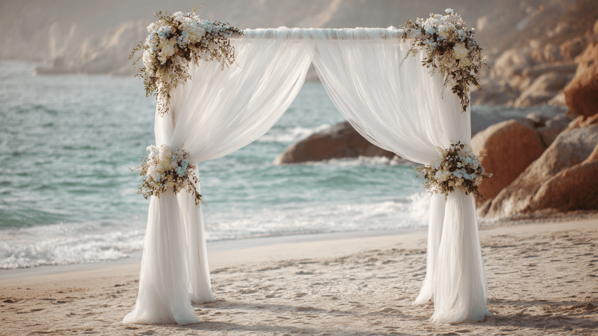 fabric draped arch