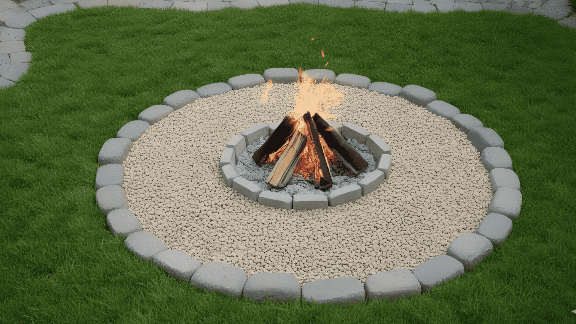 fire pit surrounded by mulch low cost fire pit landscape design idea