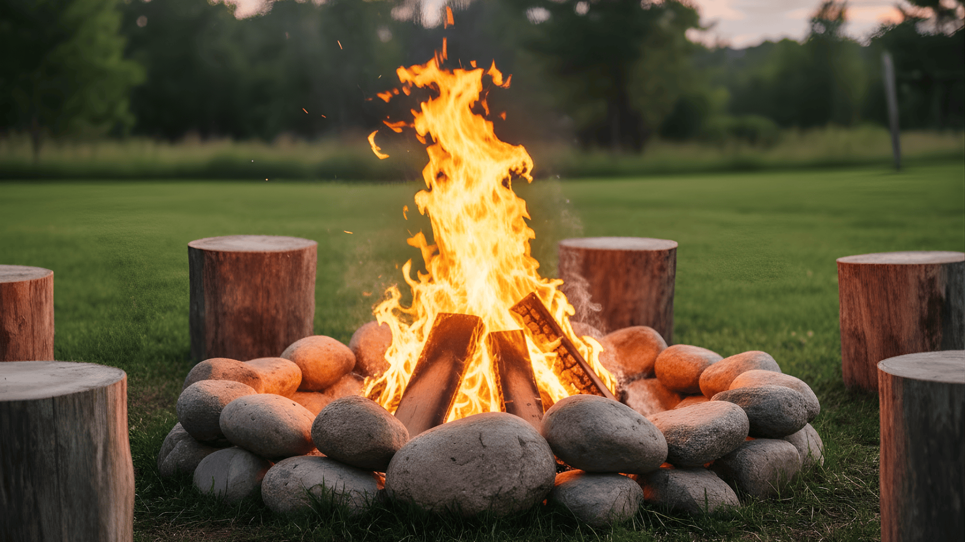 fire pit using large river stones fire pit low cost fire pit landscape design idea