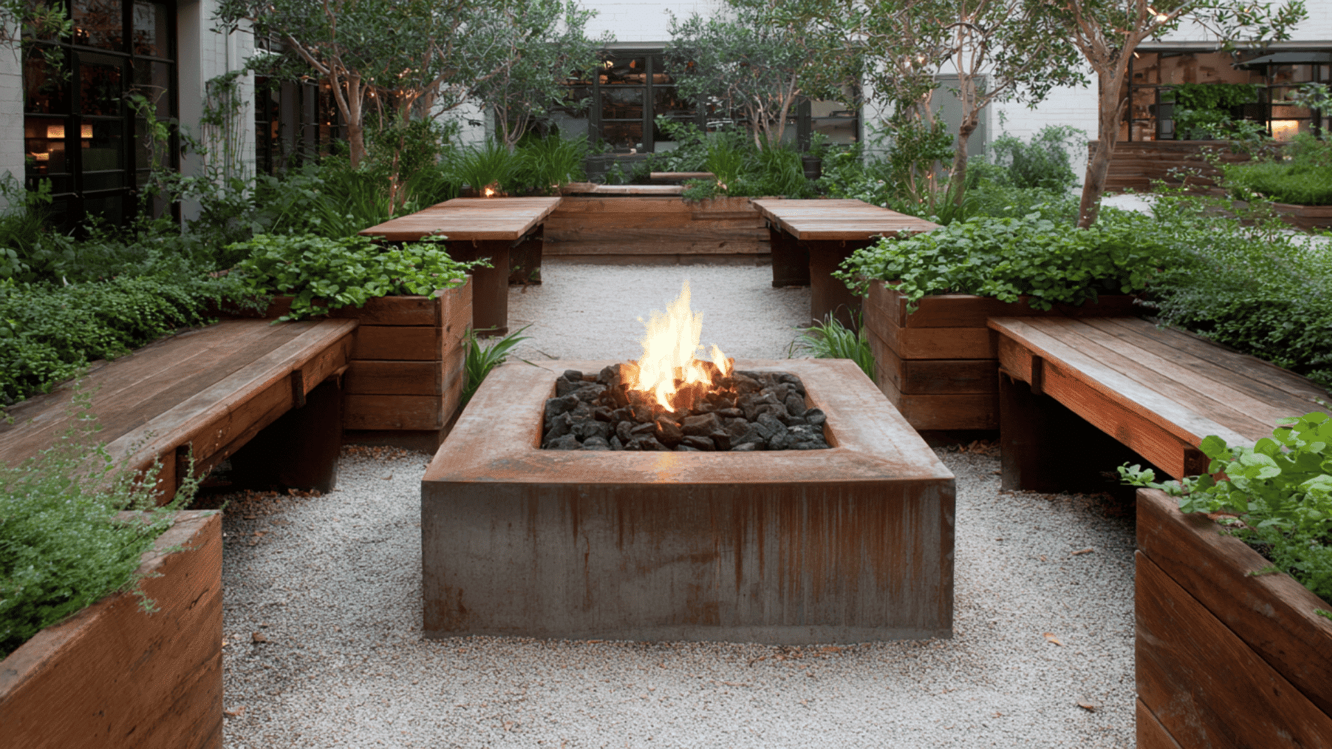 fire pit with planter border low cost fire pit landscape design idea