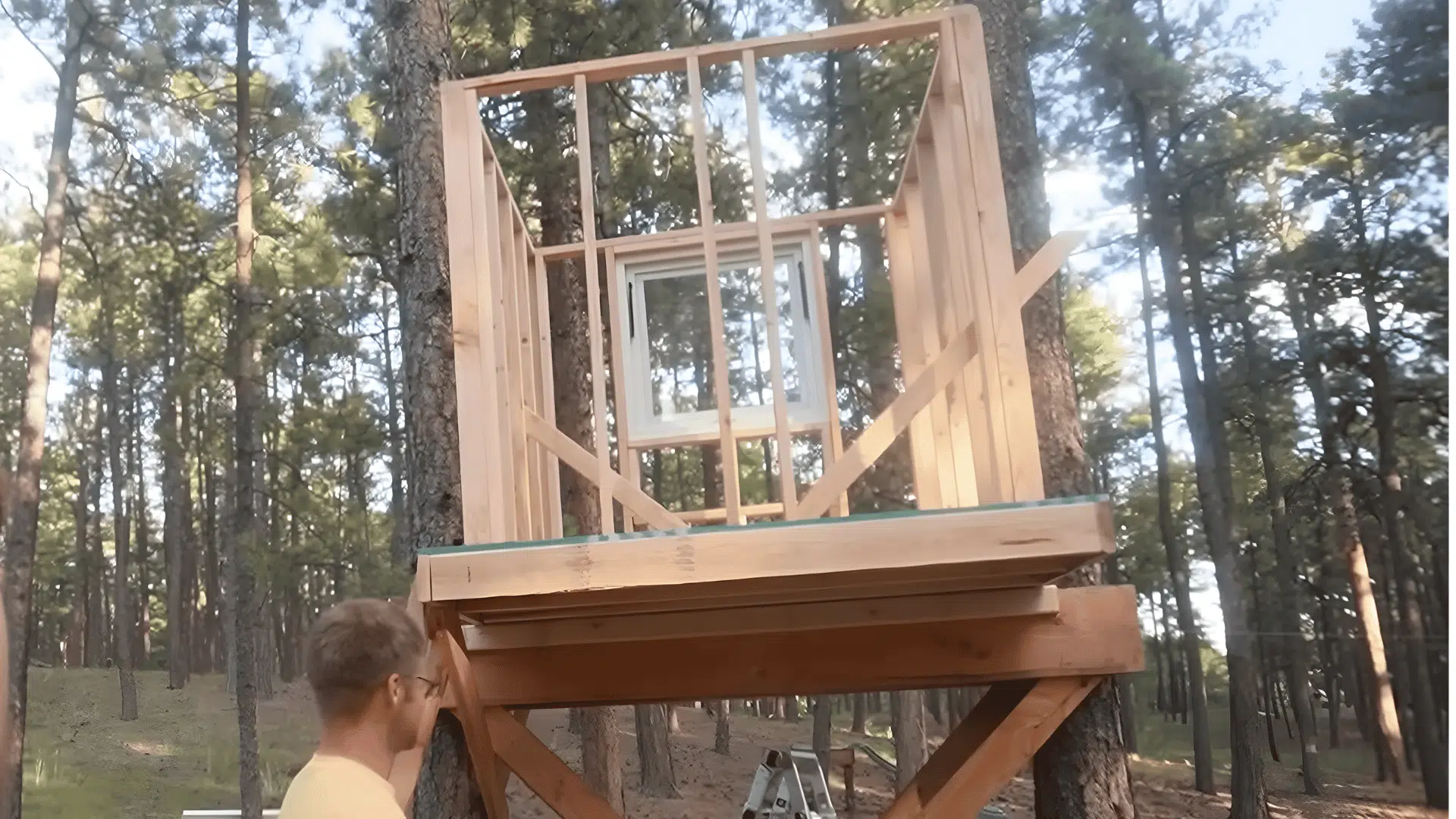 frame the roof and front door wall
