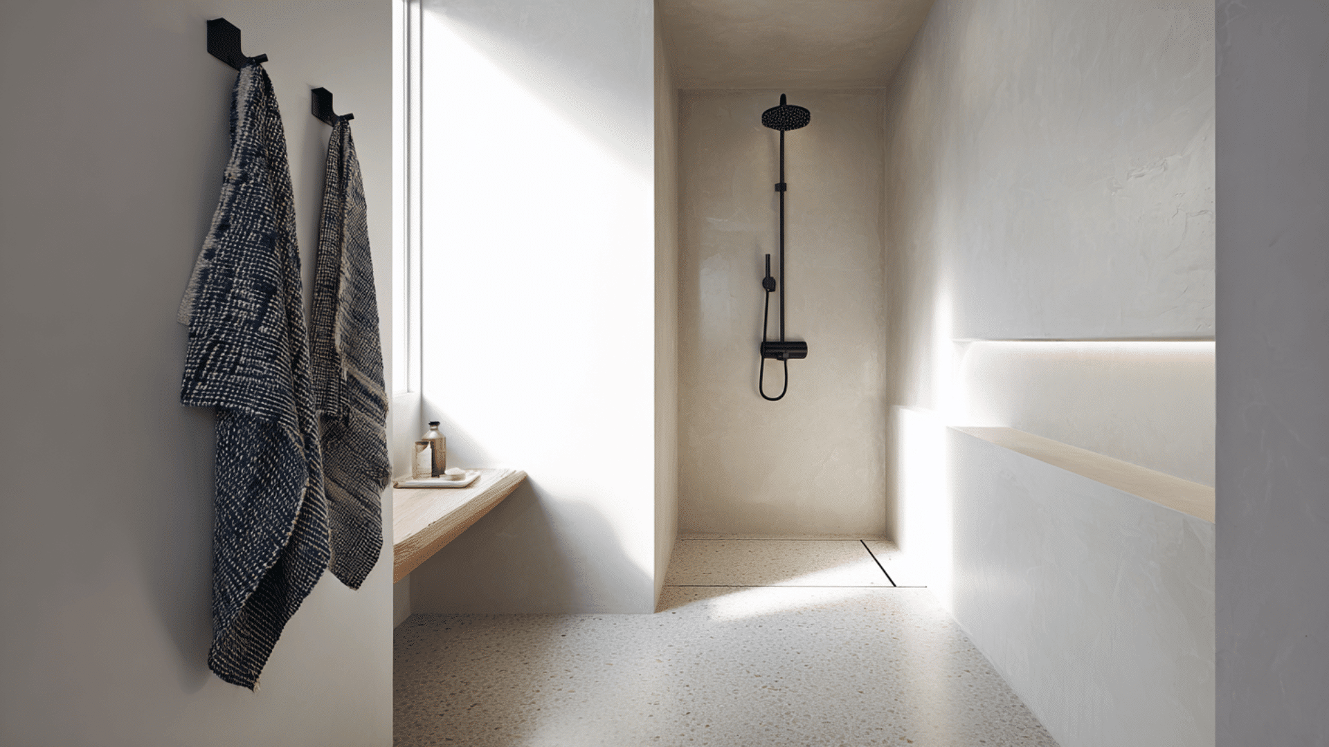fully open wet room with no screens