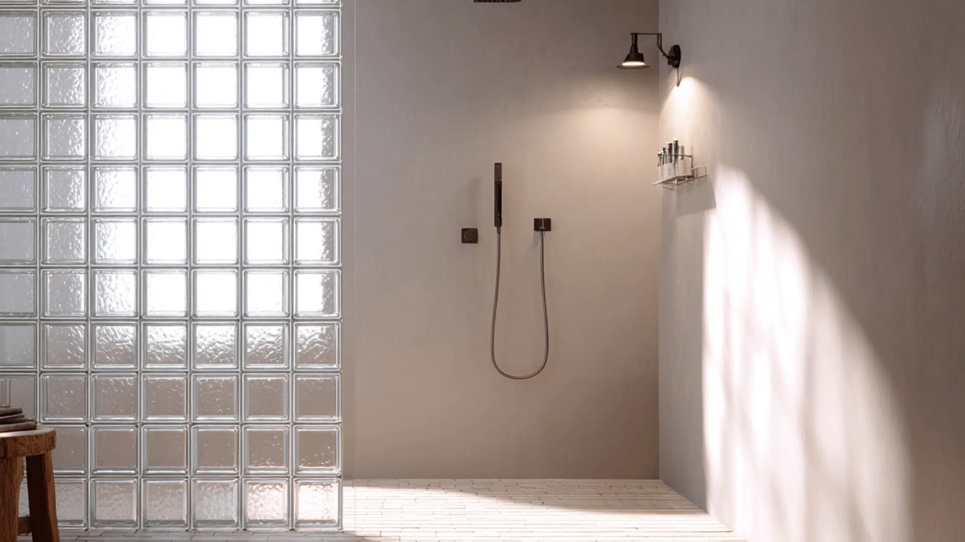 glass block divider shower doorless walk in shower idea