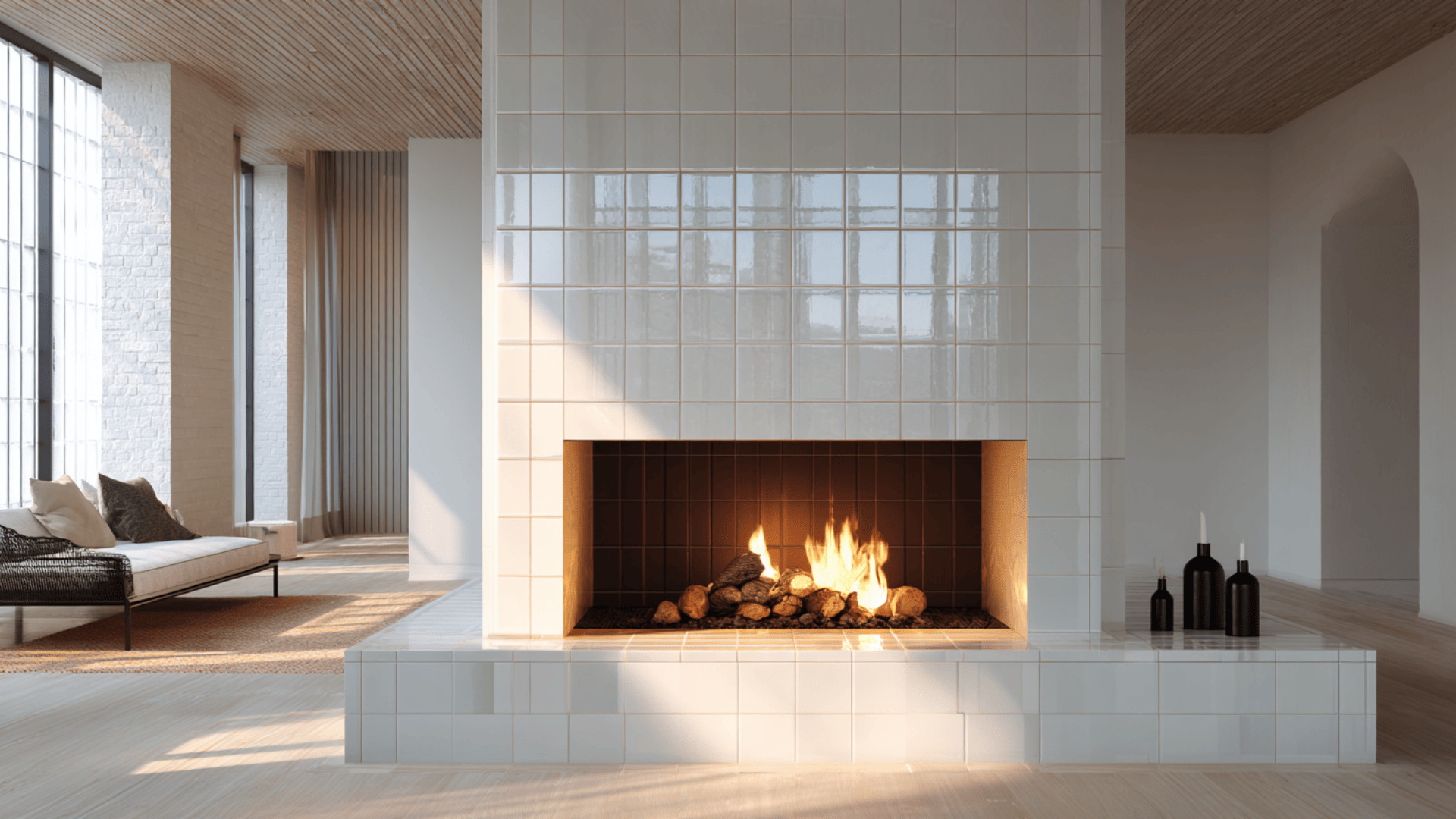 glossy white square tile