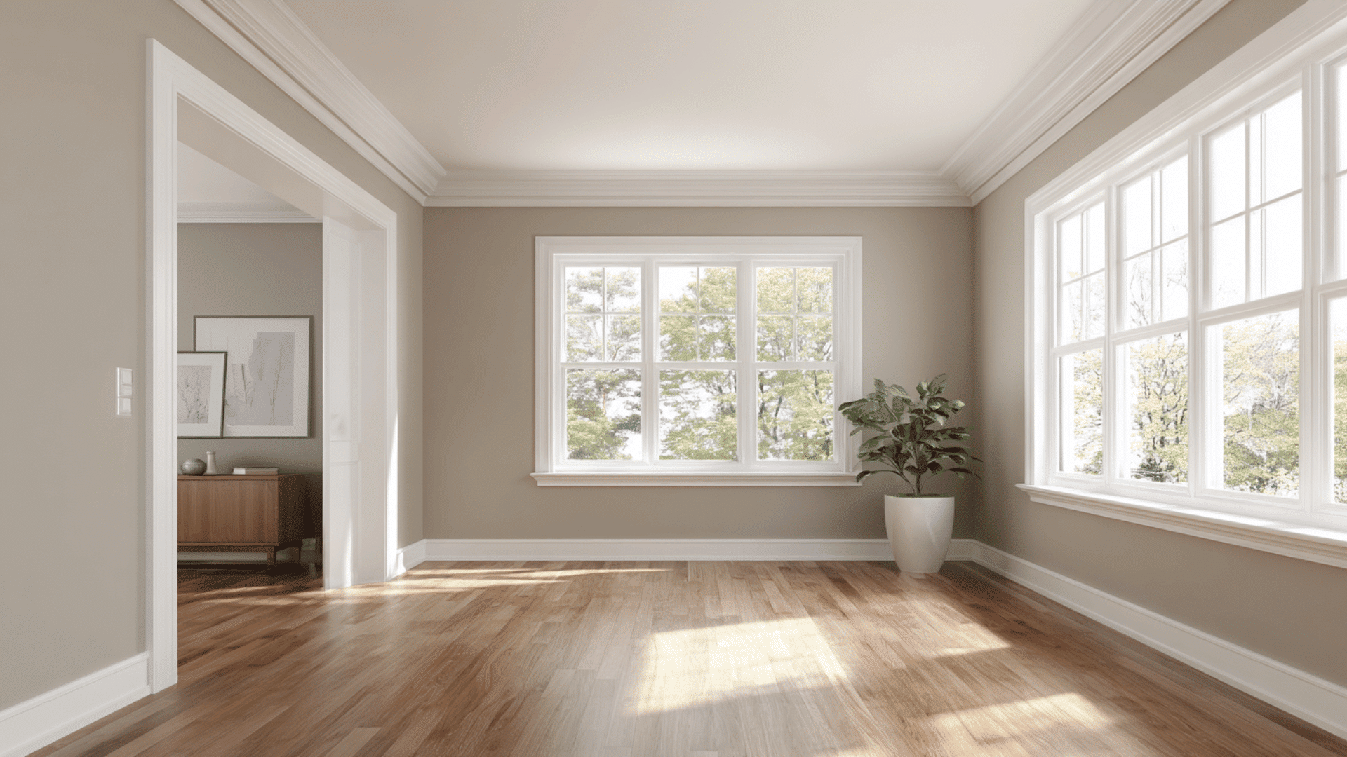 greige walls pure white trim