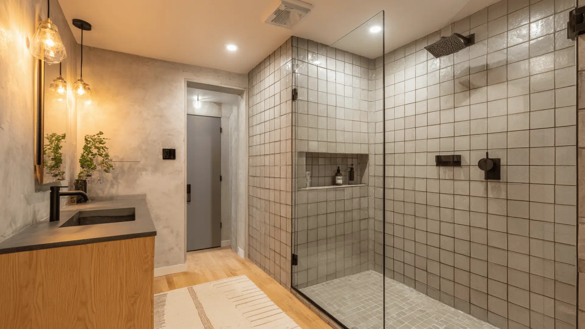 half glass divider shower doorless walk in shower idea