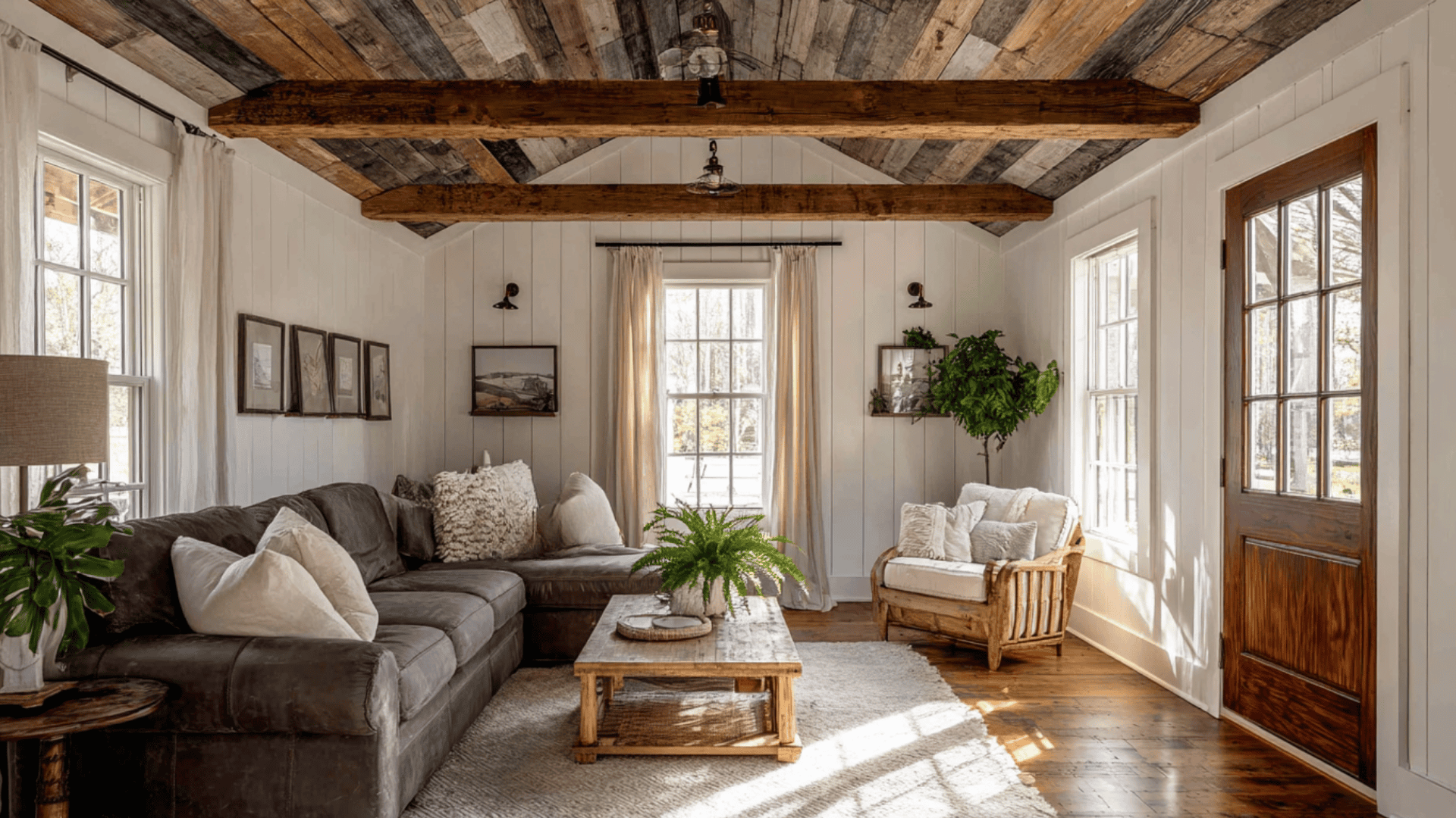 hand hewn reclaimed wood beams