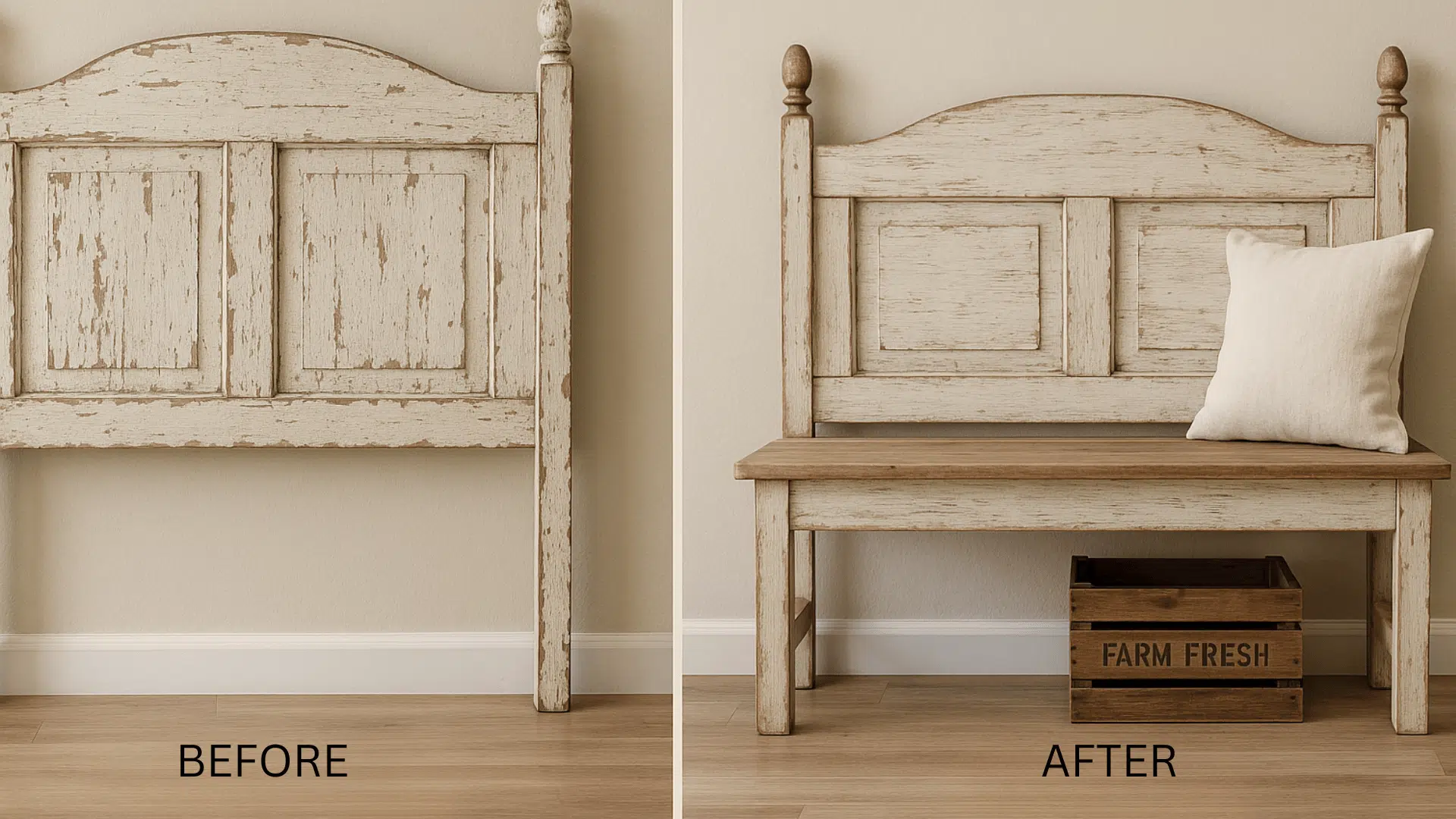 headboard turned rustic bench