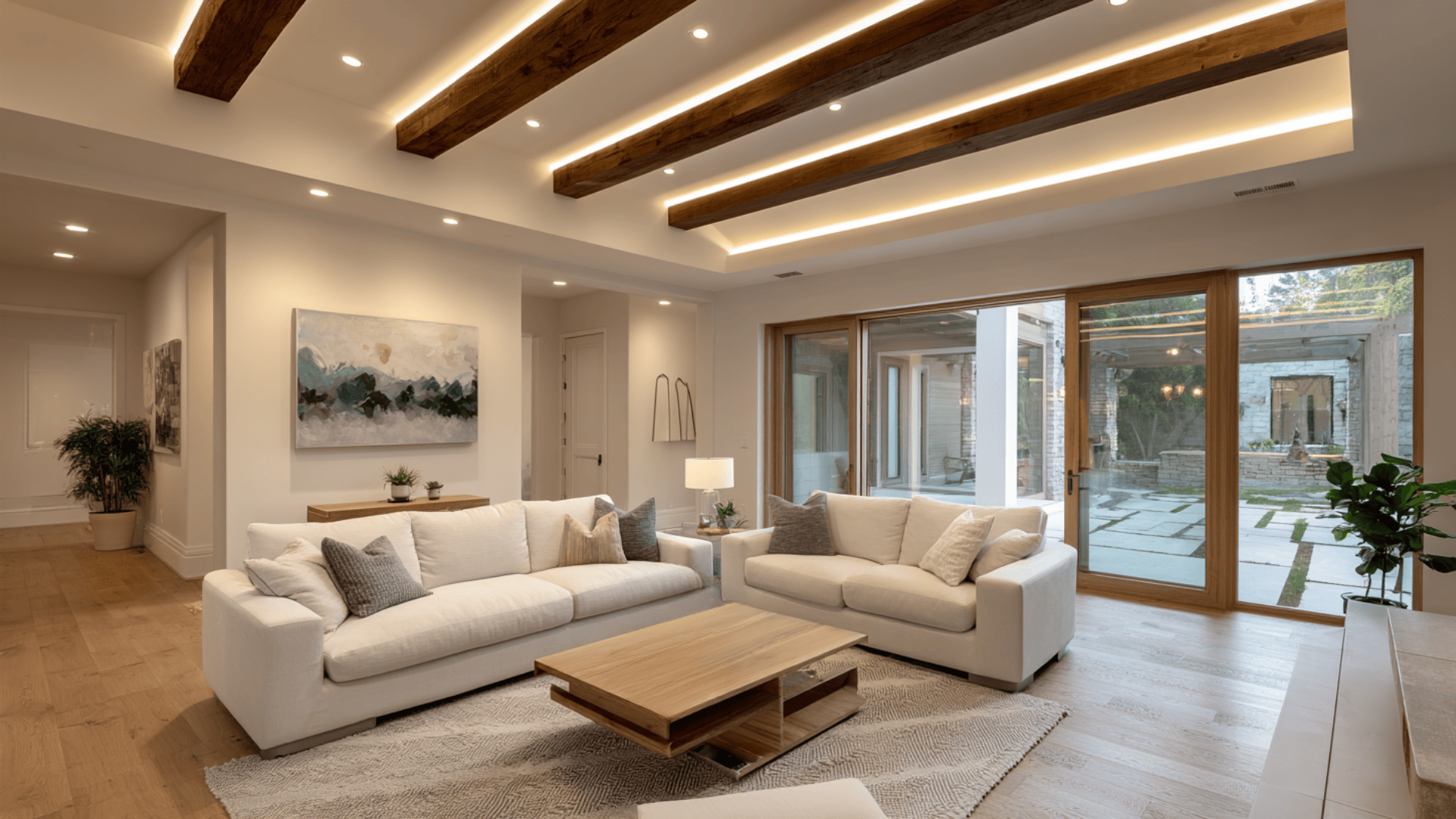 hidden led light beams for ambient glow
