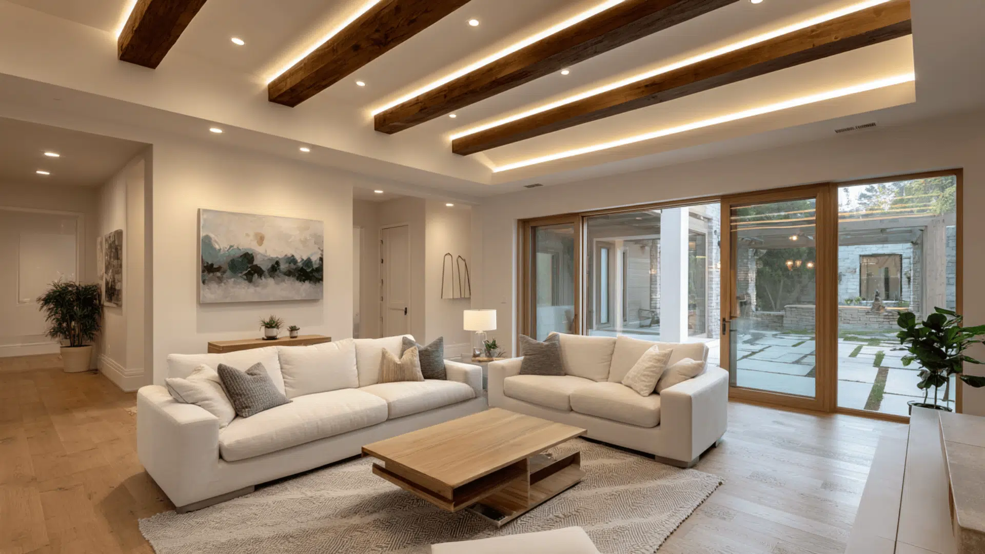 hidden led light beams for ambient glow