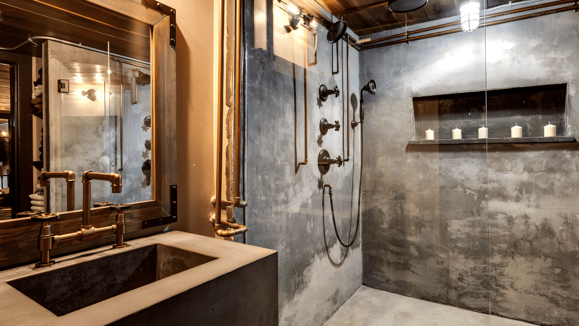 industrial walk in shower with exposed fixtures doorless walk in shower idea
