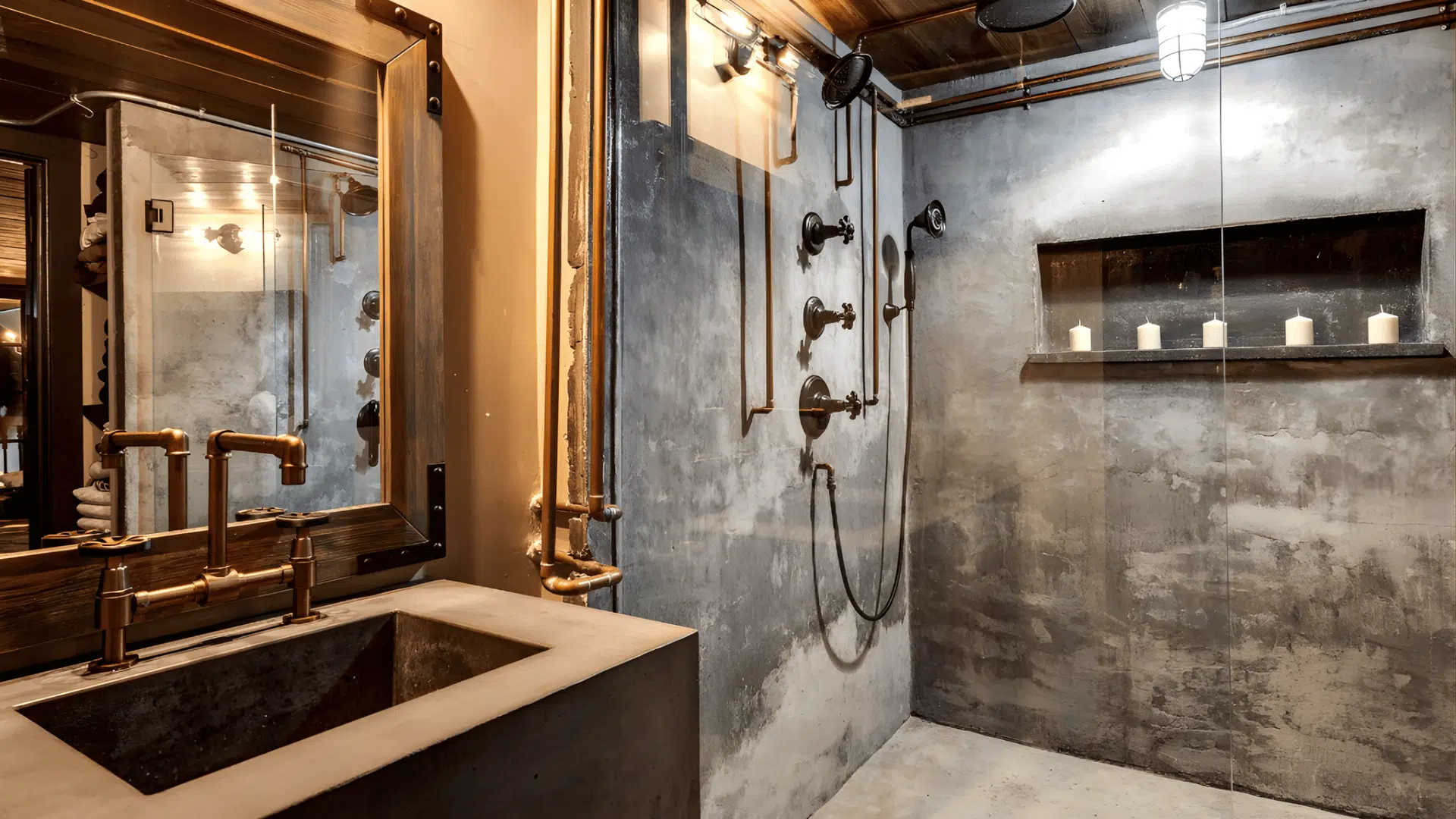 industrial walk in shower with exposed fixtures doorless walk in shower idea