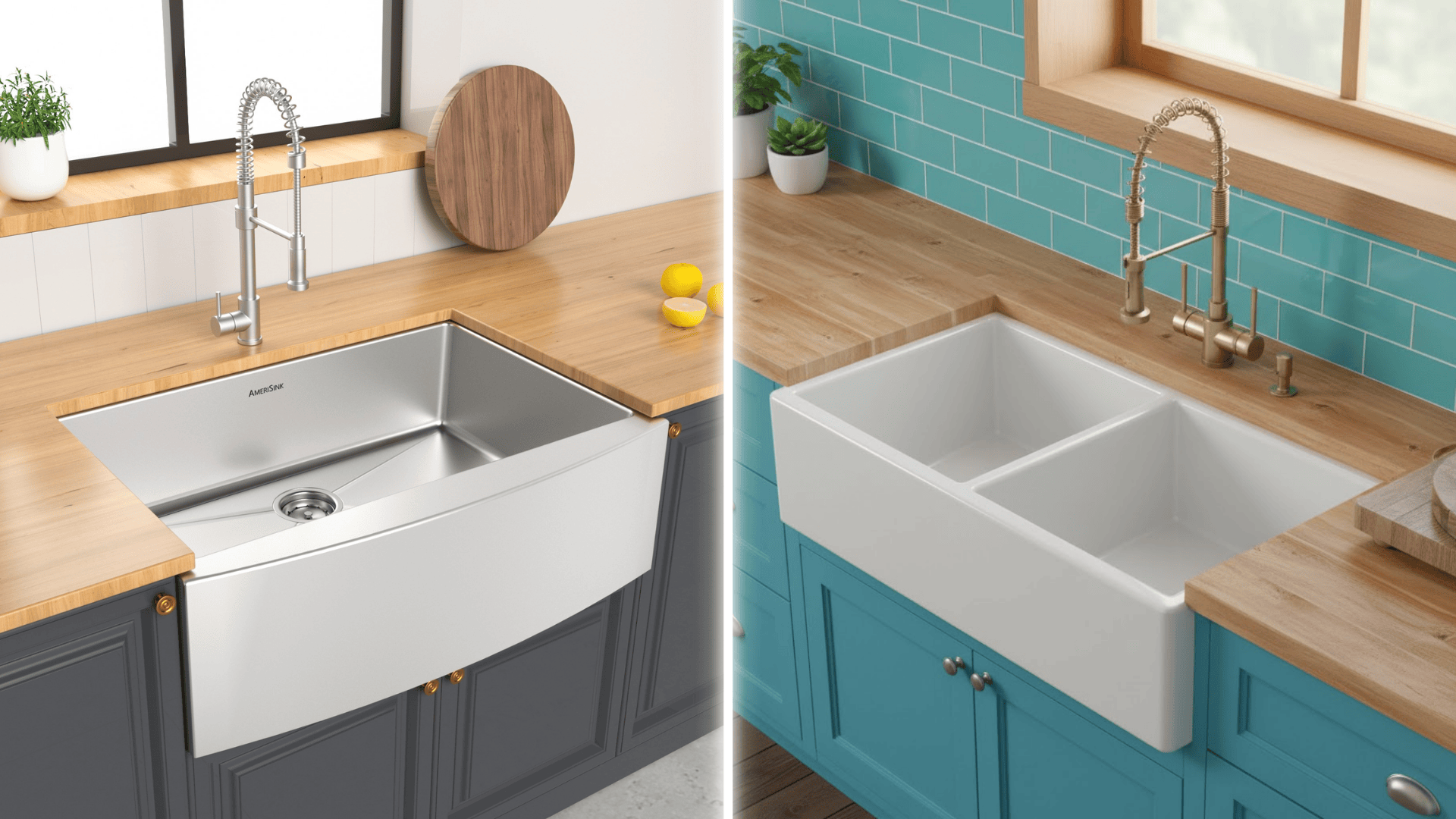 installation of apron and farmhouse sink