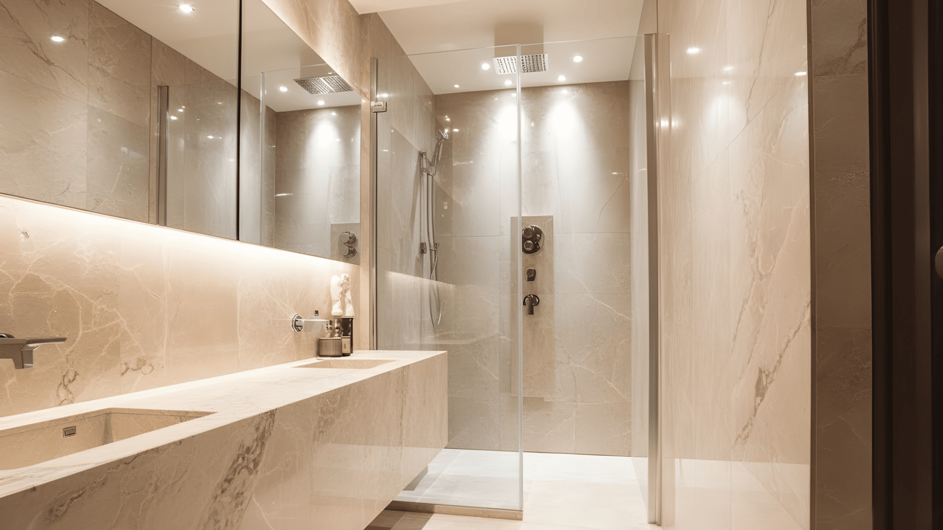 marble effect porcelain wet room for a luxe touch