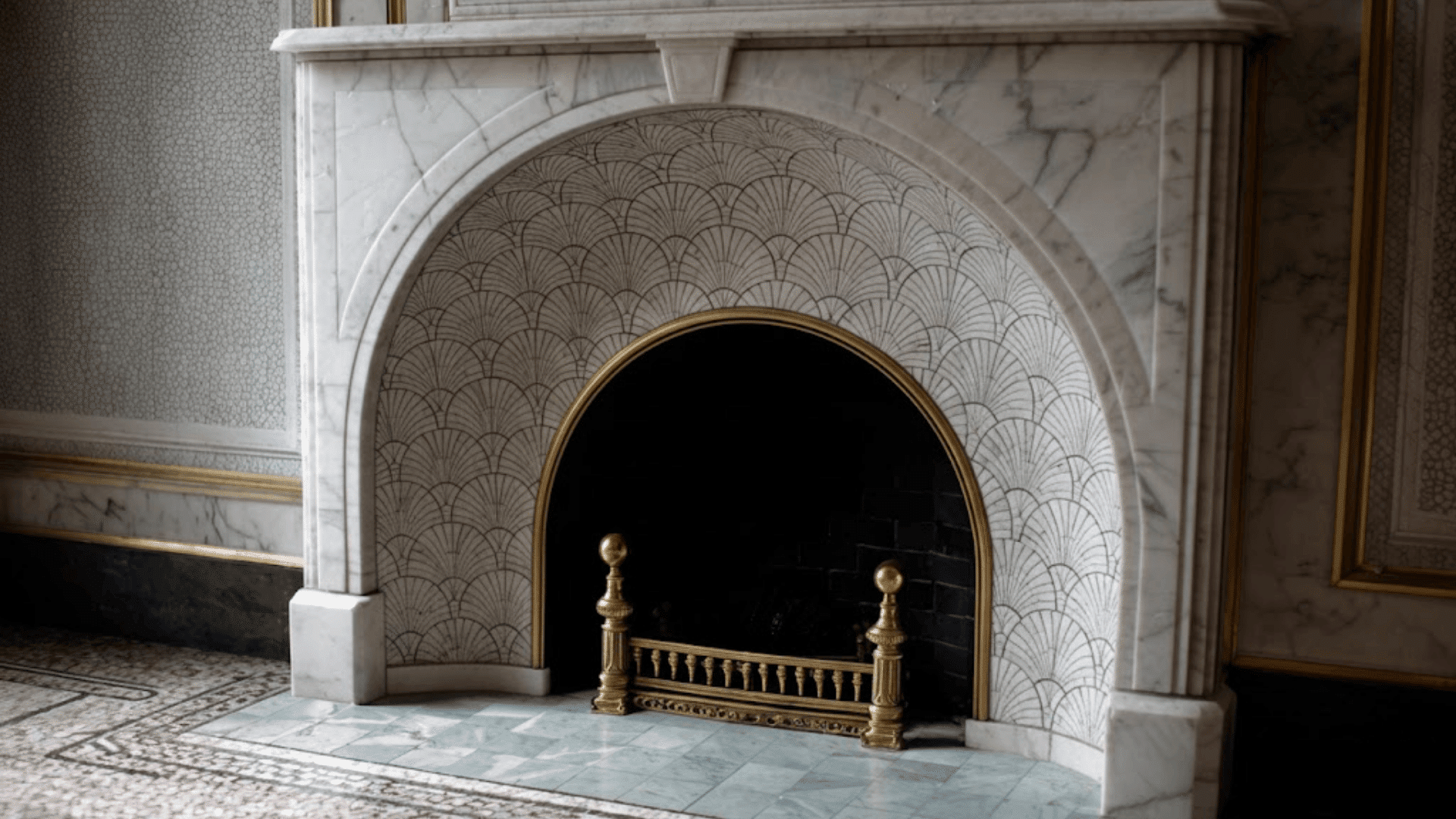 marble fan pattern mosaic
