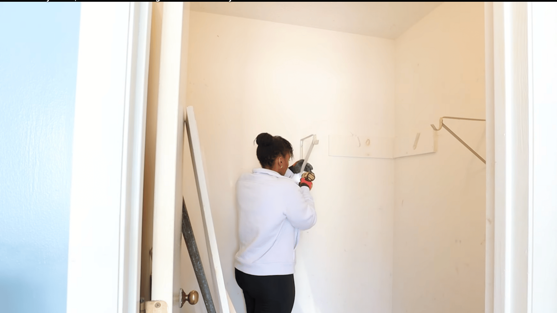 mark the studs and plan shelf placement