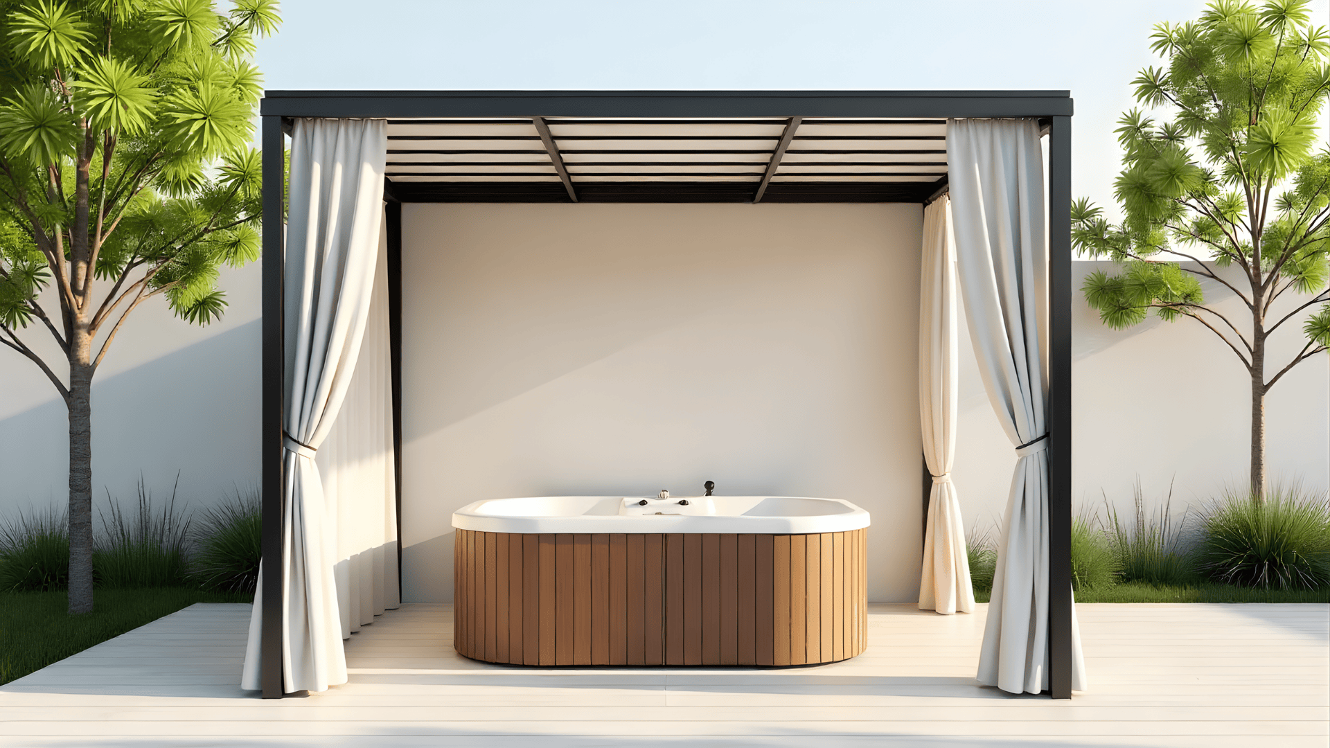 metal gazebo with curtains