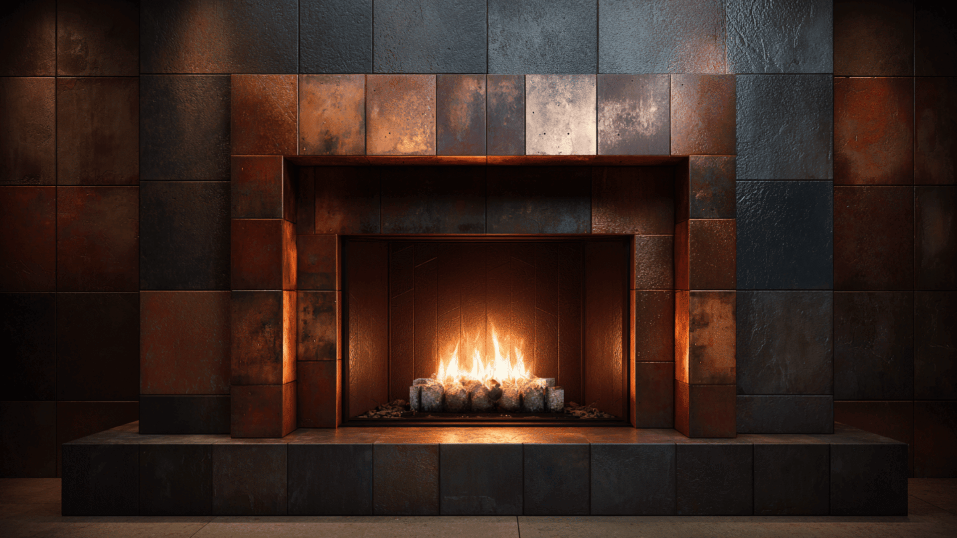 metallic copper accent tiles