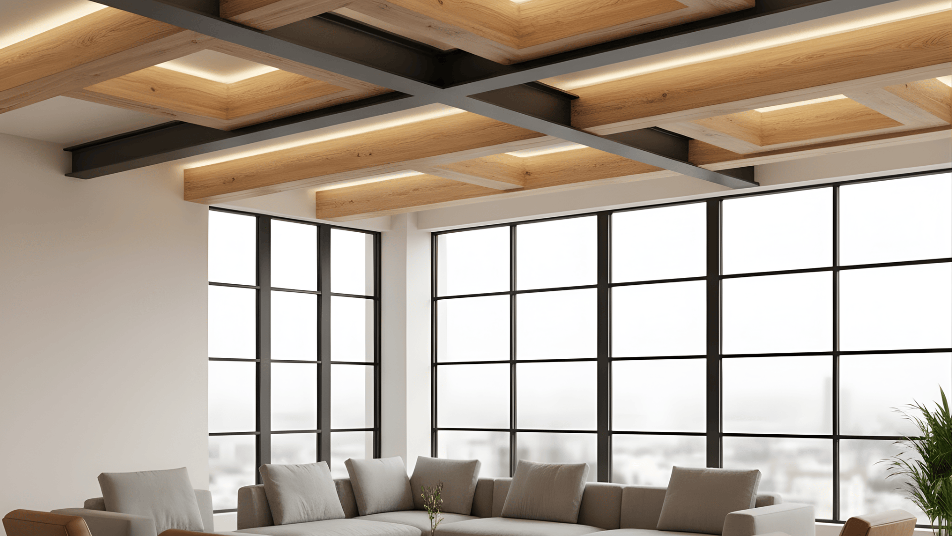 mixed material ceiling beams
