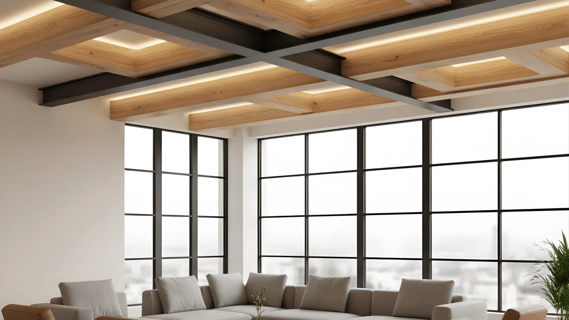 mixed material ceiling beams