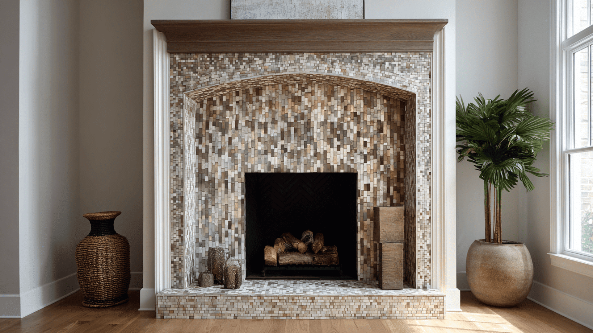 mixed tone stone mosaic tile