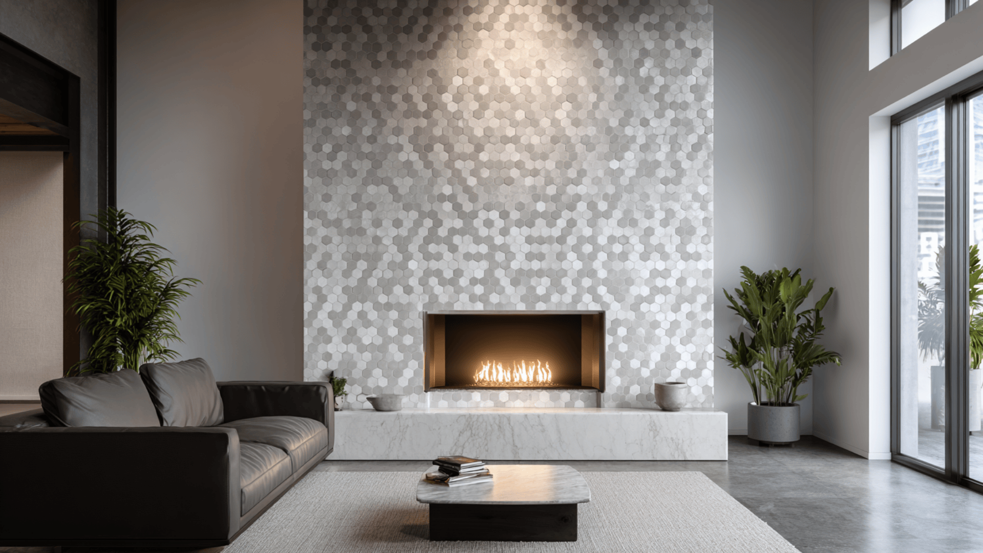 neutral hexagon tile face