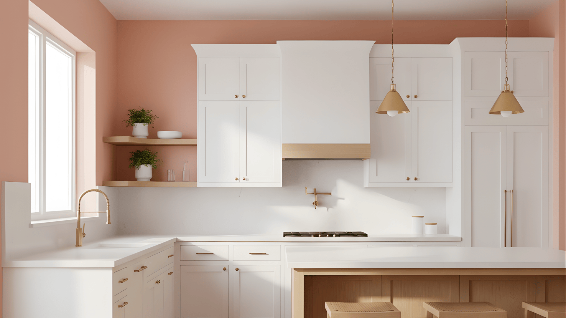peach pale coral kitchen paint colors white cabinets